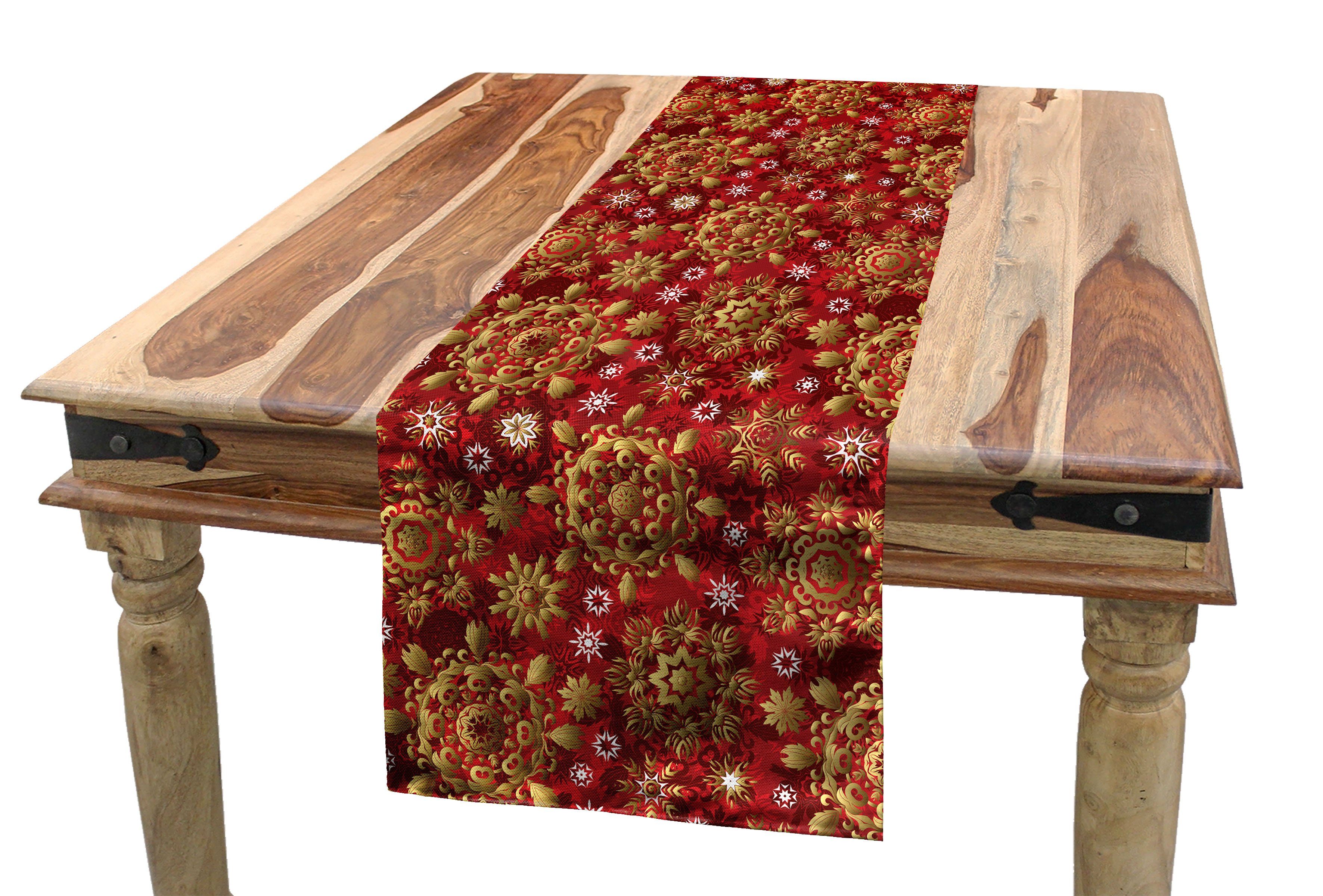Abakuhaus Tischläufer Rechteckiger Dekorativer Tischläufer, Red Küche Mandala Esszimmer Weihnachten Flora Ornament