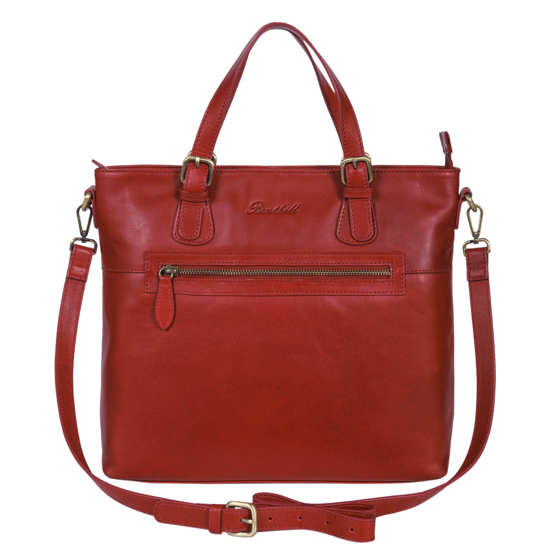 Benthill Handtasche Damen Echt Leder Handtasche Frauen Henkeltasche Vintage Umhängetasche, Schultergurt / Umhängegurt Reißverschlussfach