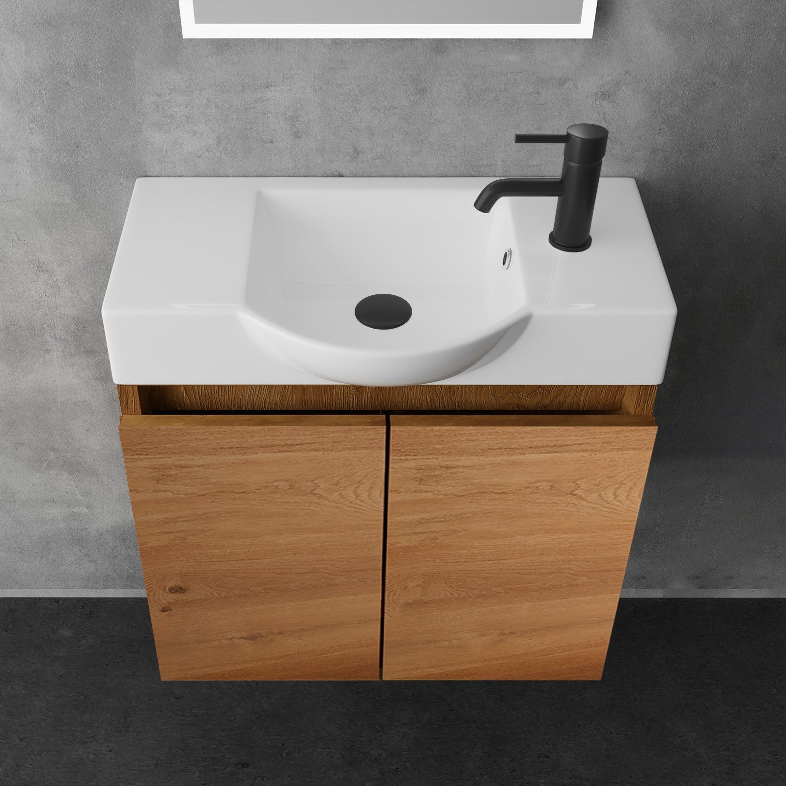 Alpenberger Badmöbel-Set Gäste WC Waschbecken mit Unterschrank 55 cm Breit, günstig online kaufen