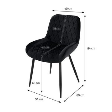 ML-DESIGN Stuhl Esszimmerstühle Set mit Rücken und Armlehnen Polster Küchenstühle (8 St), 8x Küchenstühle Schwarz 54x60x84cm aus Samt mit Metallbeine