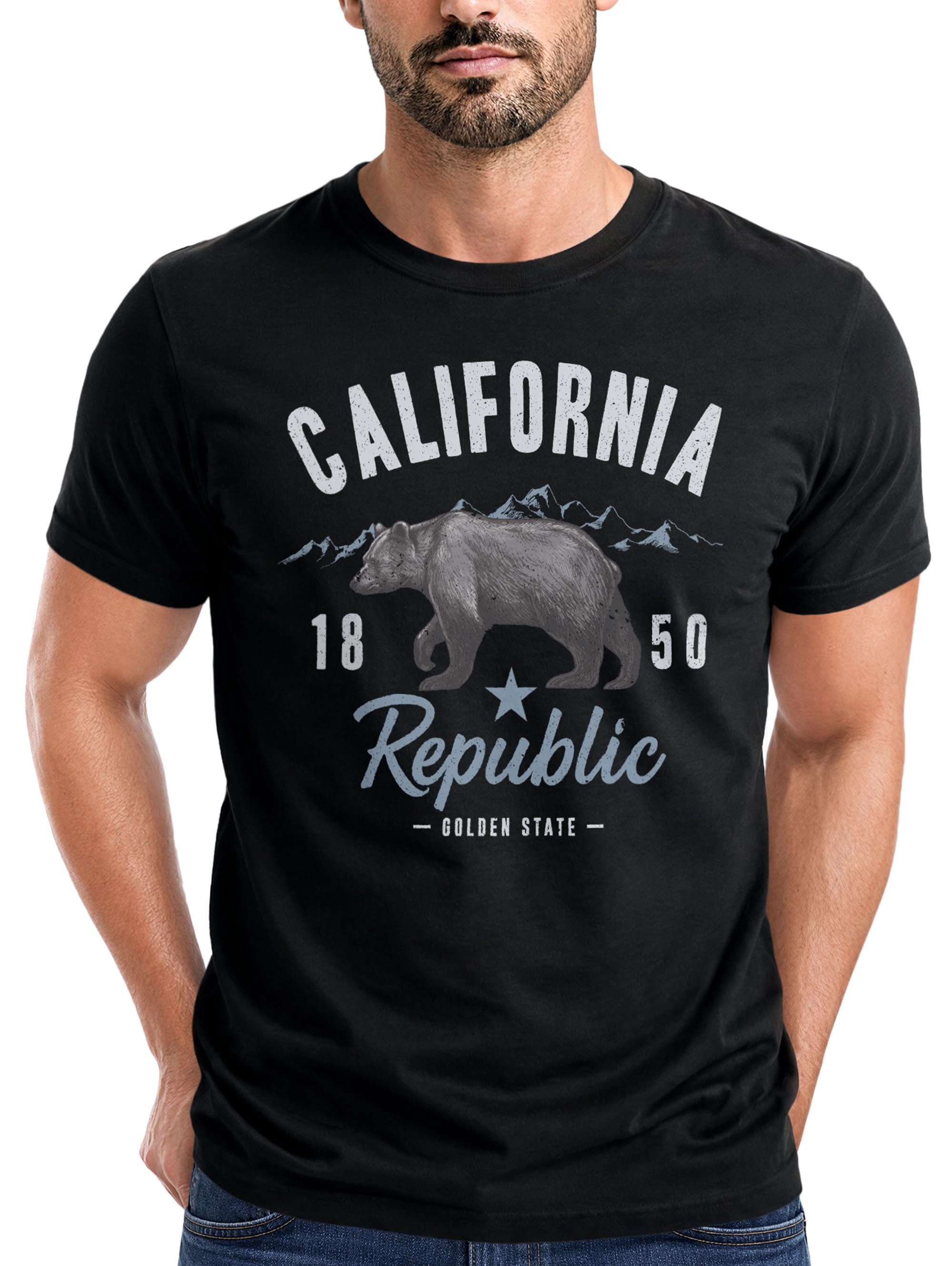 Neverless Print-Shirt Neverless® Herren T-Shirt California Sommer Summer Golden State USA mit Print