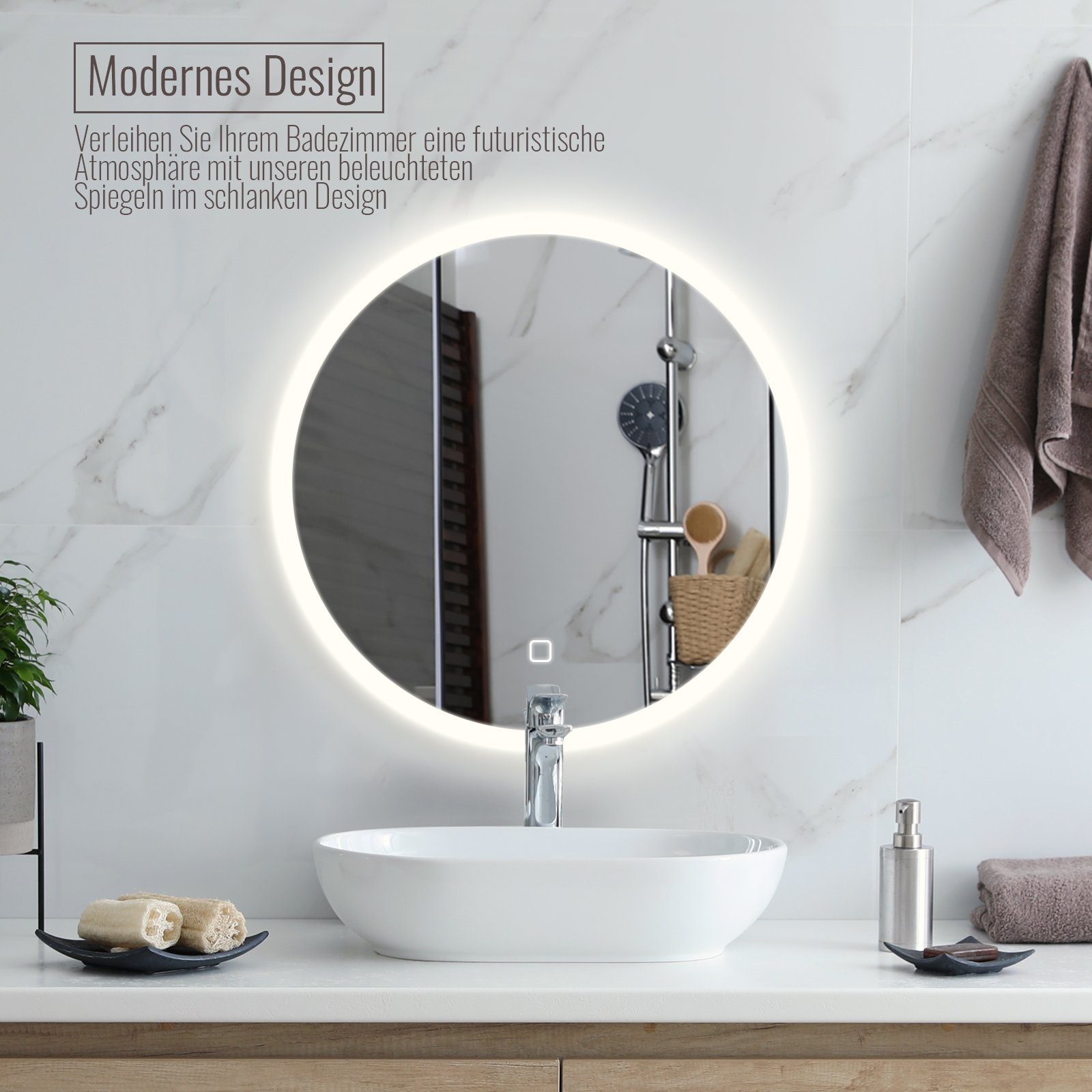 Aquamarin Badspiegel LED Badezimmerspiegel Wandspiegel Lichtspiegel günstig online kaufen