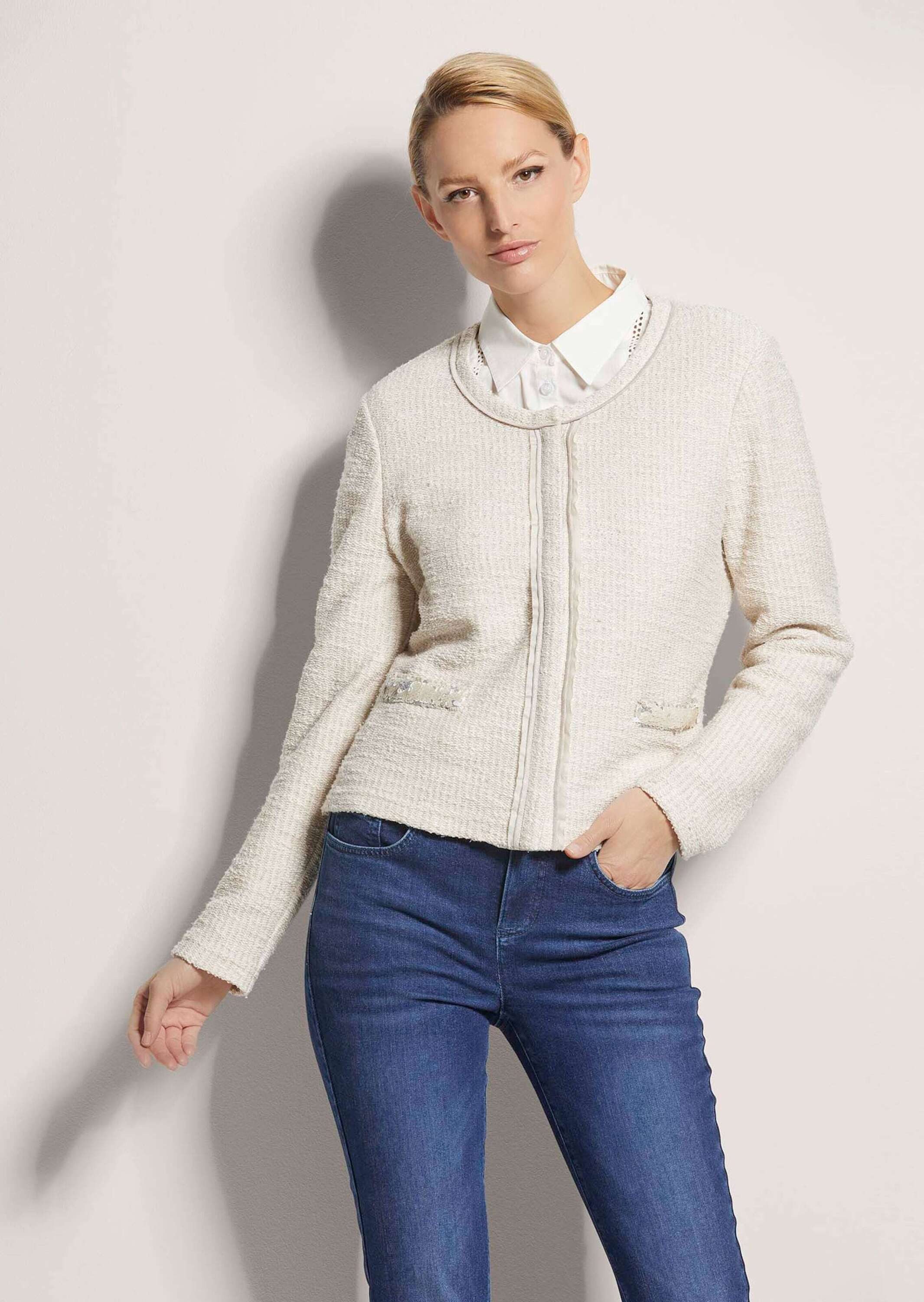 Kurzjacke Kurze Sweat-Jacke mit Pailletten