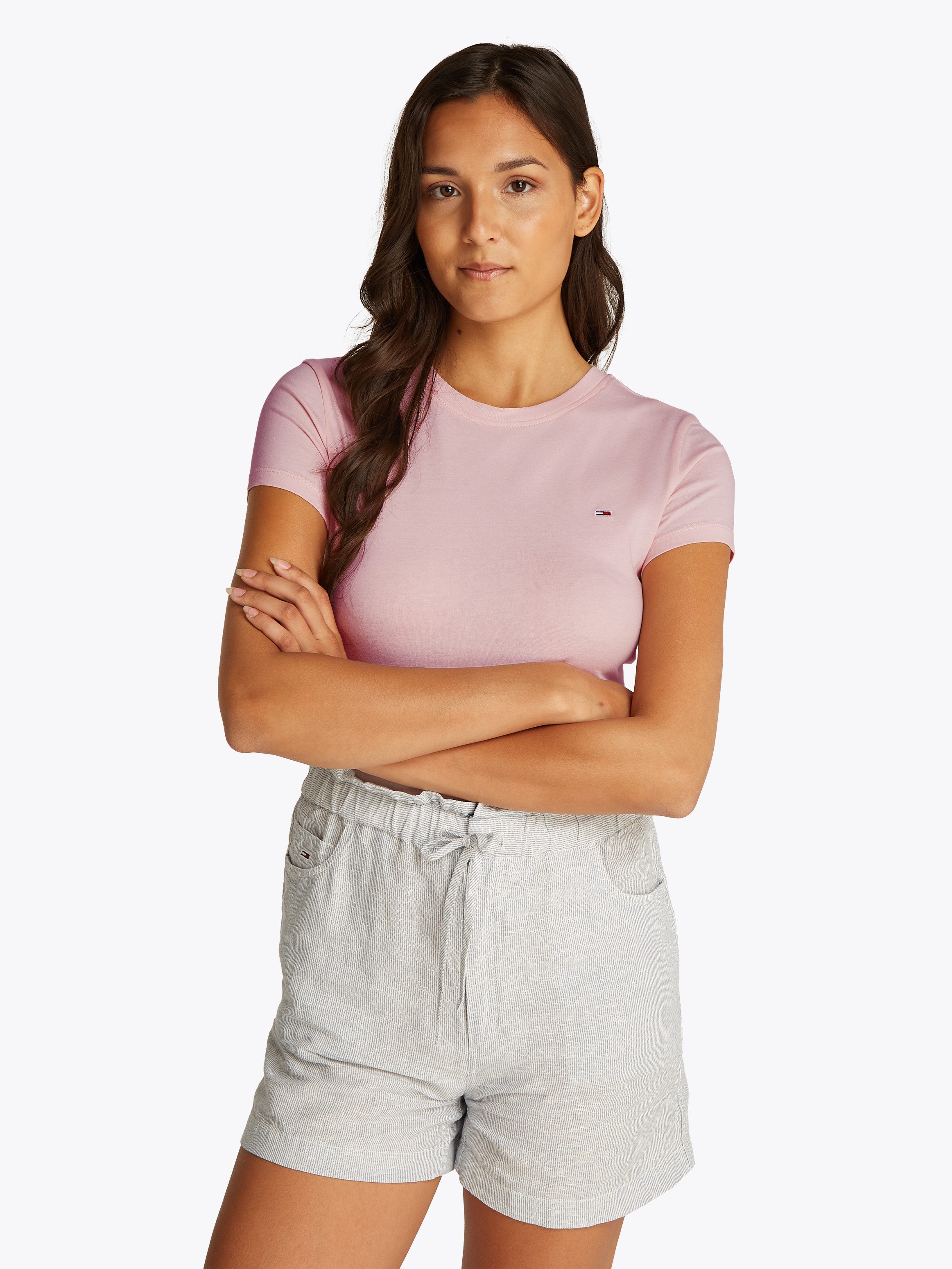 Tommy Jeans Kurzarmshirt TJW SLIM C-NECK TEE mit Logo-Stickerei günstig online kaufen