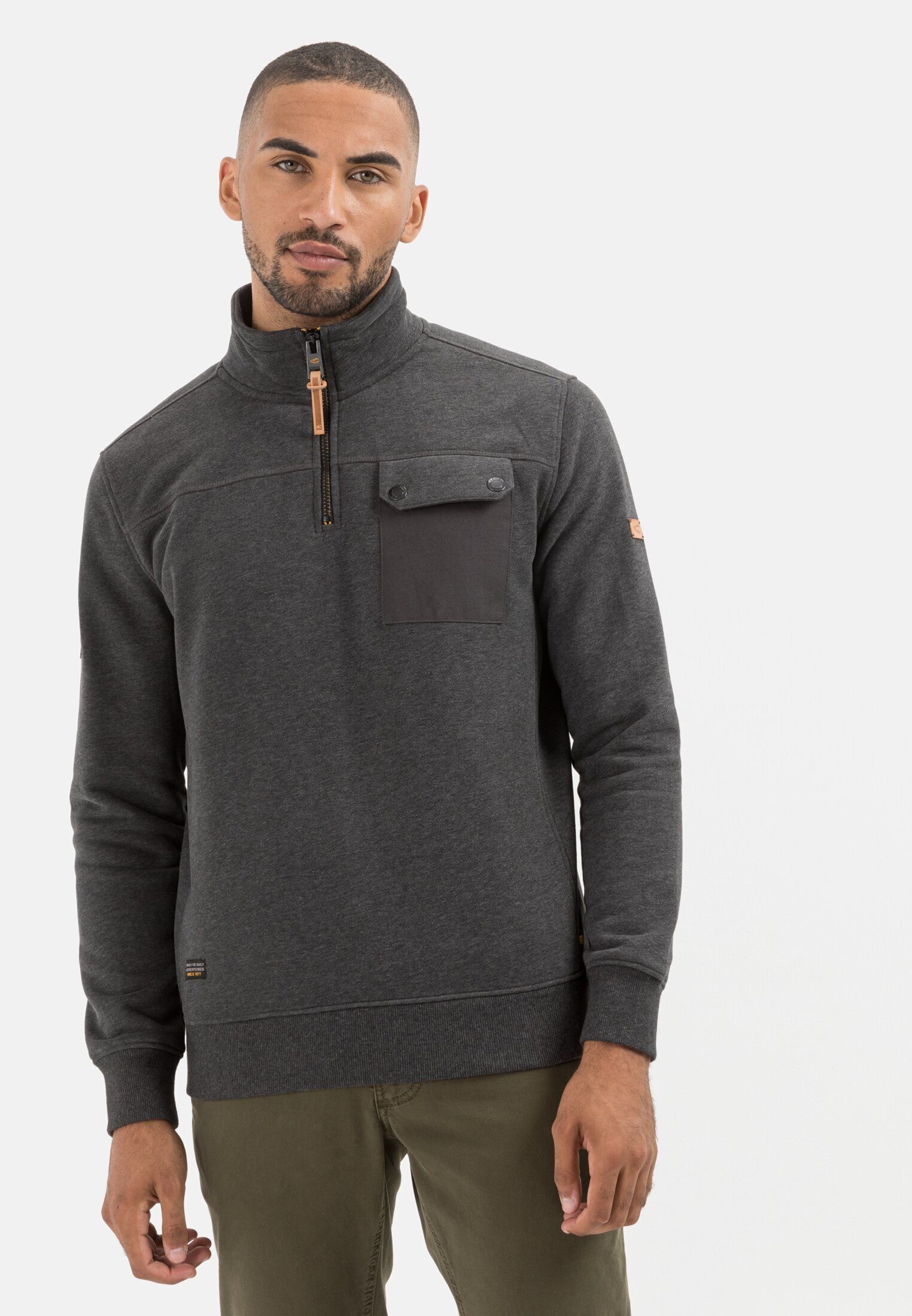 Stehkragen active camel Dunkelgrau mit Sweatshirt