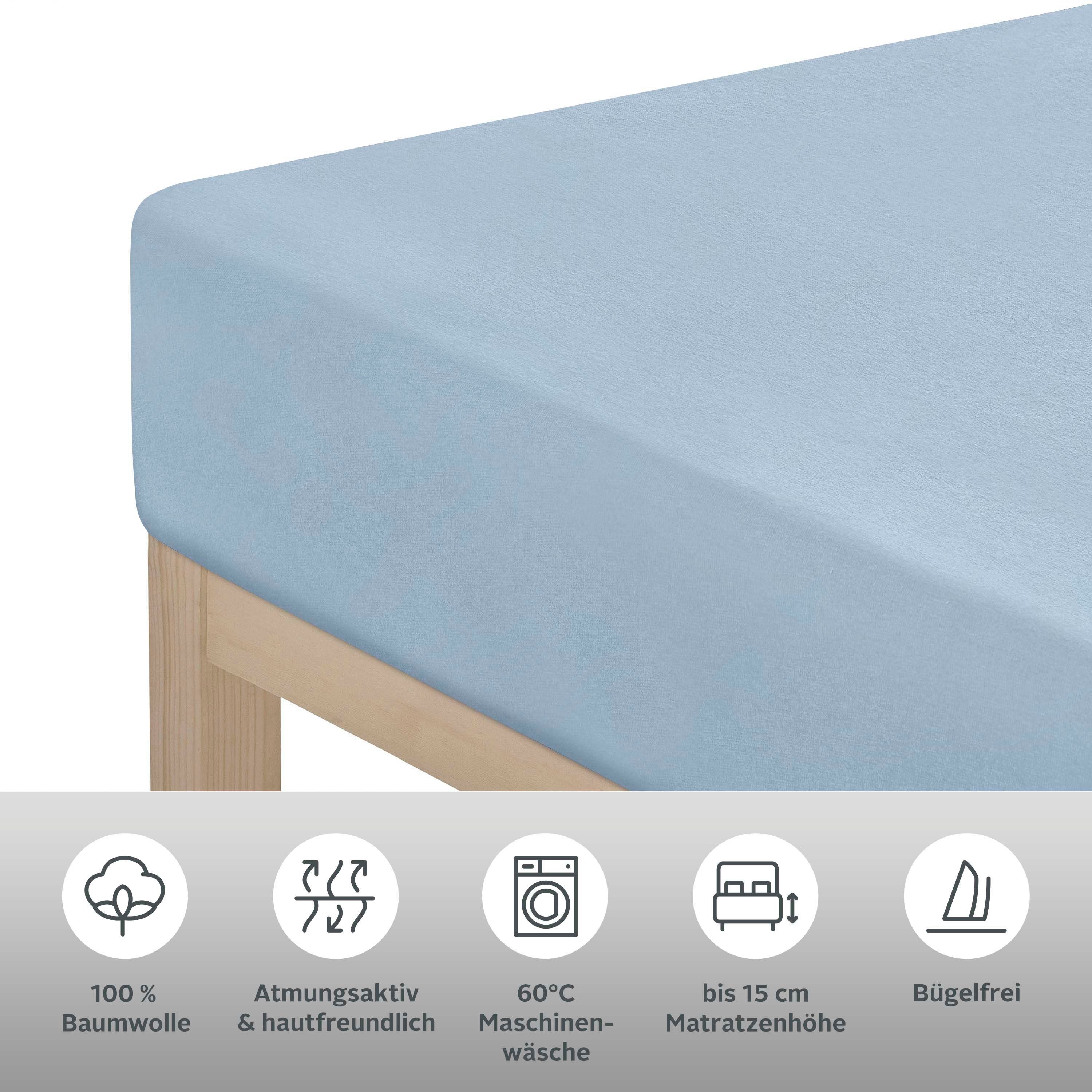 OTTO home Spannbettlaken Valje in Gr. 90x200, 140x200 oder 180x200 cm, Jersey, Gummizug: rundum, (1 Stück), Baumwolle, für Matratzen bis 25 cm Höhe, Bettlaken in Melange-Optik