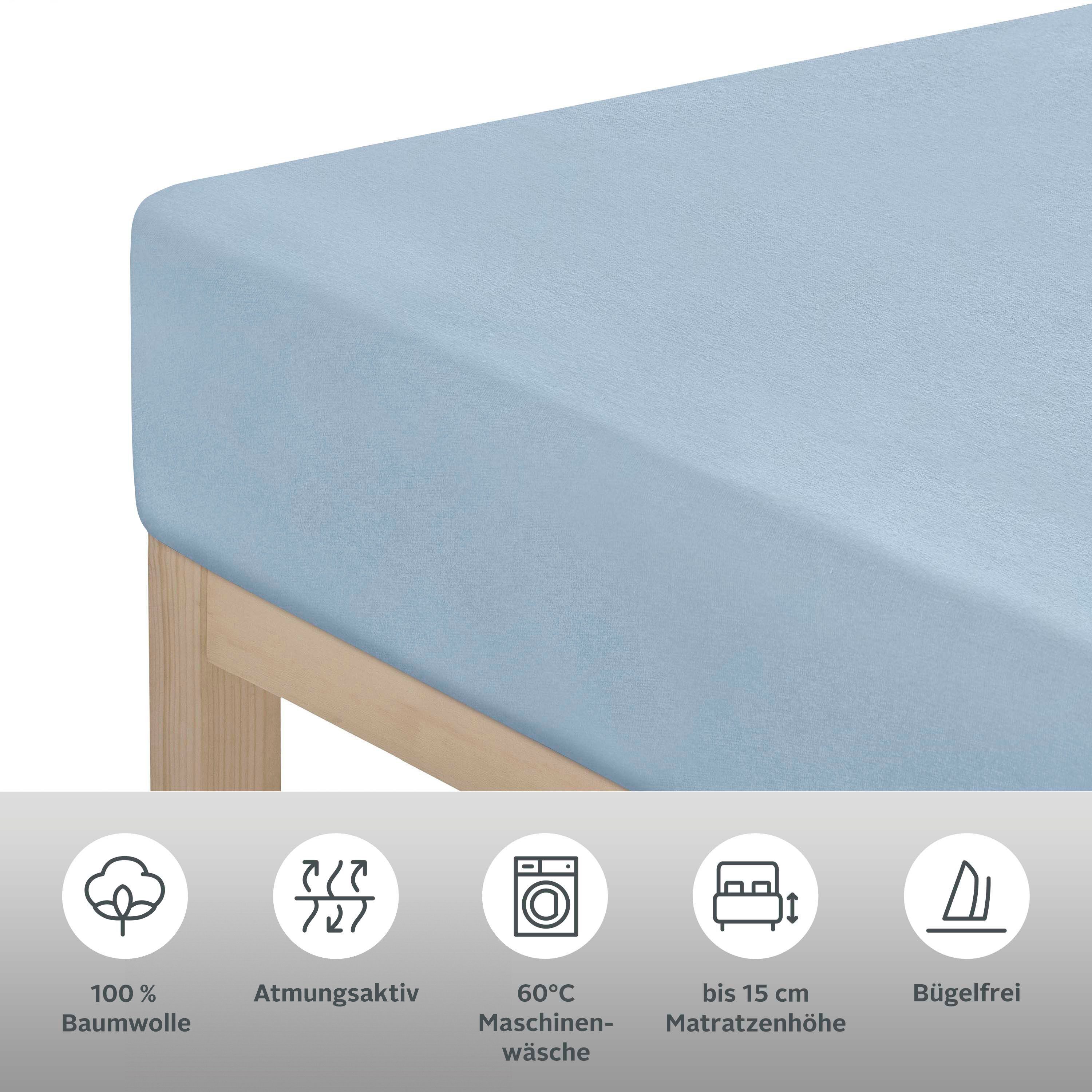OTTO home Spannbettlaken VALJE in Melange-Optik, hochwertiger Baumwoll-Jersey 130g/m², Jersey, Gummizug: rundum, (1 Stück), Baumwolle, für Matratzen bis 25 cm H – Bild 3 von 5