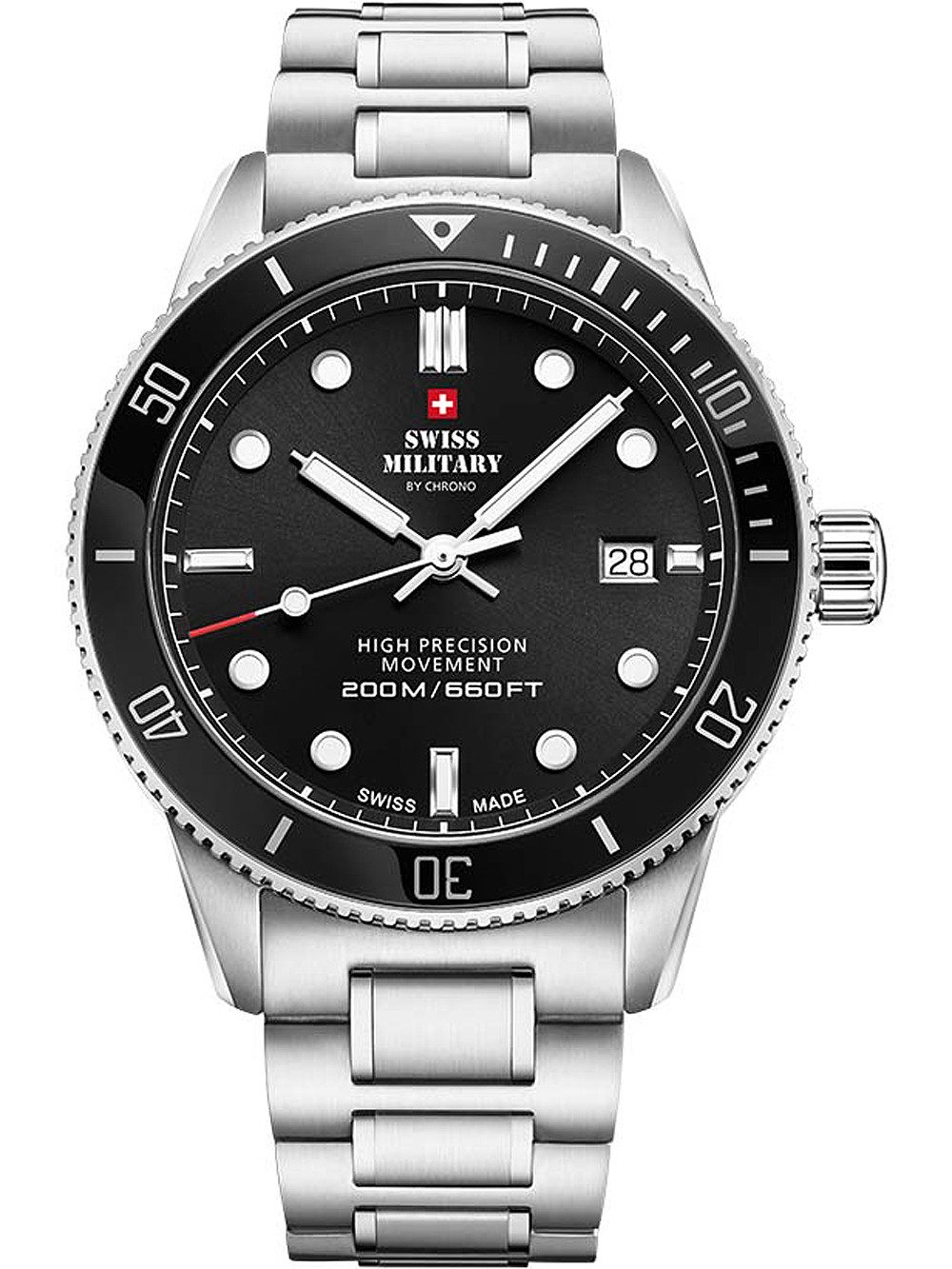 Swiss Military by Chrono Quarzuhr Swiss Military SM34088.01 Diver Quarz Herrenuhr 42mm 20ATM Swiss Military SM34088.01 Diver Quarz Herrenuhr 42mm 20ATM