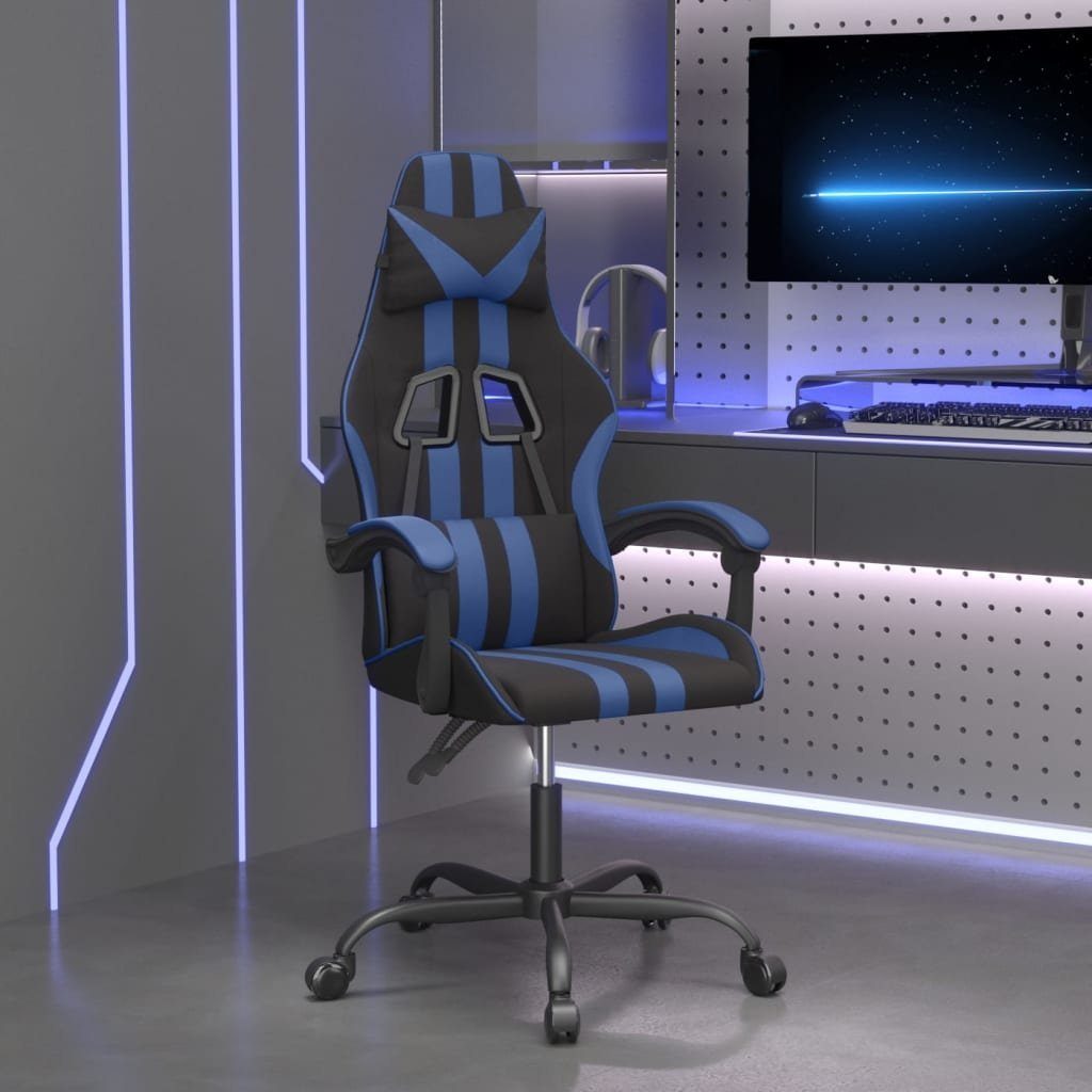 vidaXL Gaming-Stuhl Gaming-Stuhl Drehbar Schwarz und Blau Kunstleder (1 St) Schwarz und blau | Schwarz und blau