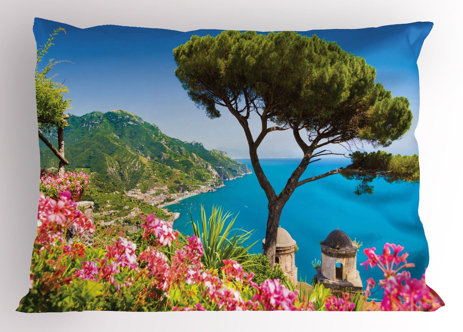 Kissenbezüge Dekorativer Standard King Size Gedruckter Kissenbezug, Abakuhaus (1 Stück), Baum Szene von Amalfi-Küste Italien