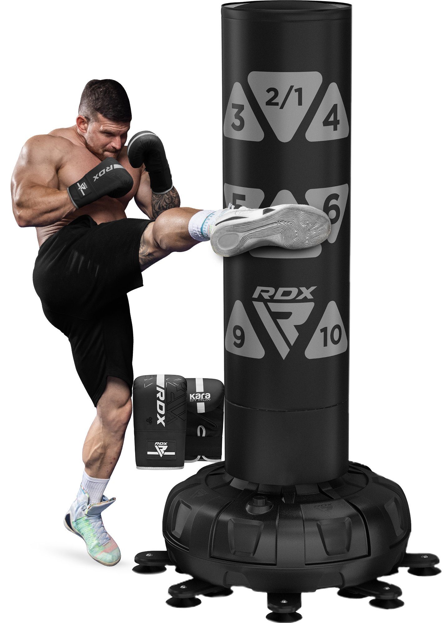 RDX Freistehend Handschuhen, Fitness Sports MMA RDX Kickboxen SILVER Boxsack 6FT Boxsack mit