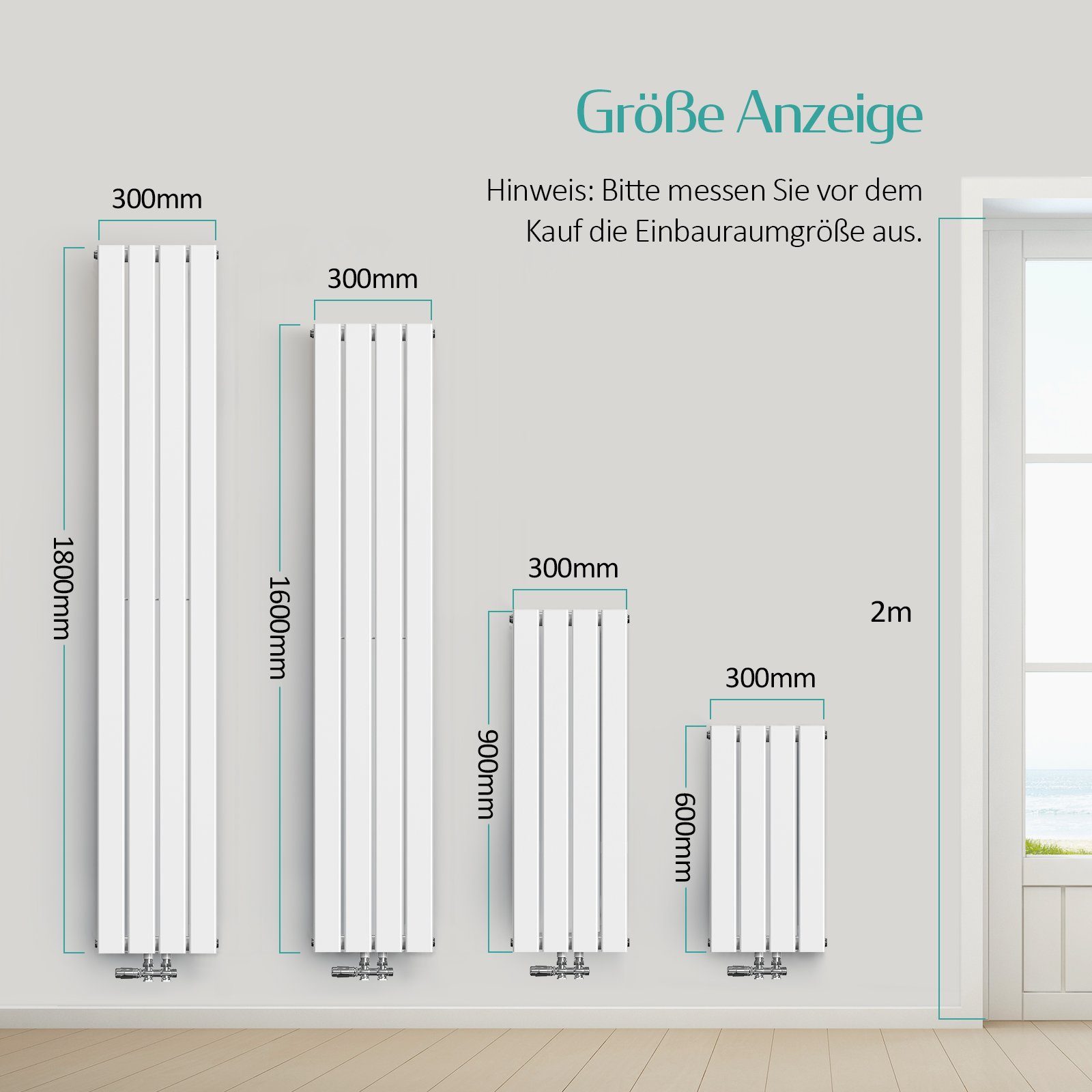 Paneelheizkörper, Design EMKE Weiß Heizkörper Vertikal EMKE Mittelanschluss Einlagig Flach Heizkörper