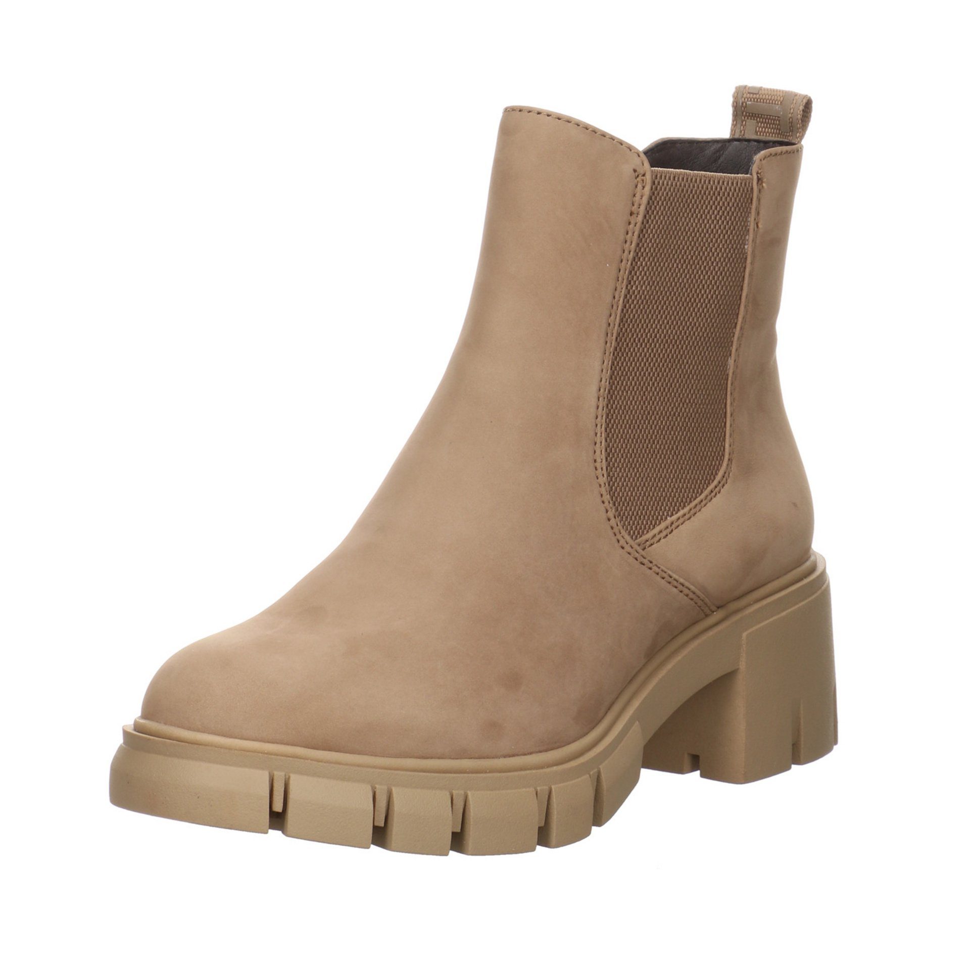 Tamaris Damen Stiefeletten Schuhe Chelsea Boots Stiefelette Leder-/Textilkombination Beige (21203969)