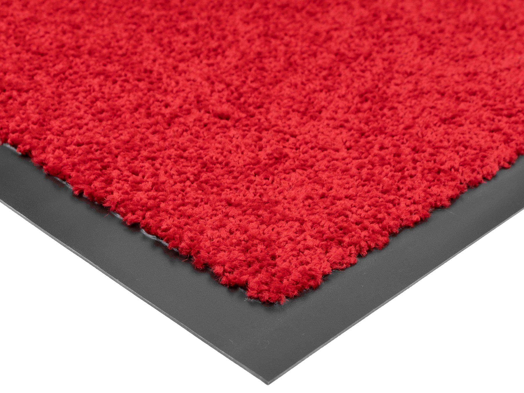 Fußmatte CLEAN, Primaflor-Ideen mm, Schmutzfangmatte, rechteckig, große waschbar Farbauswahl, 8,5 in Textil, rot Höhe