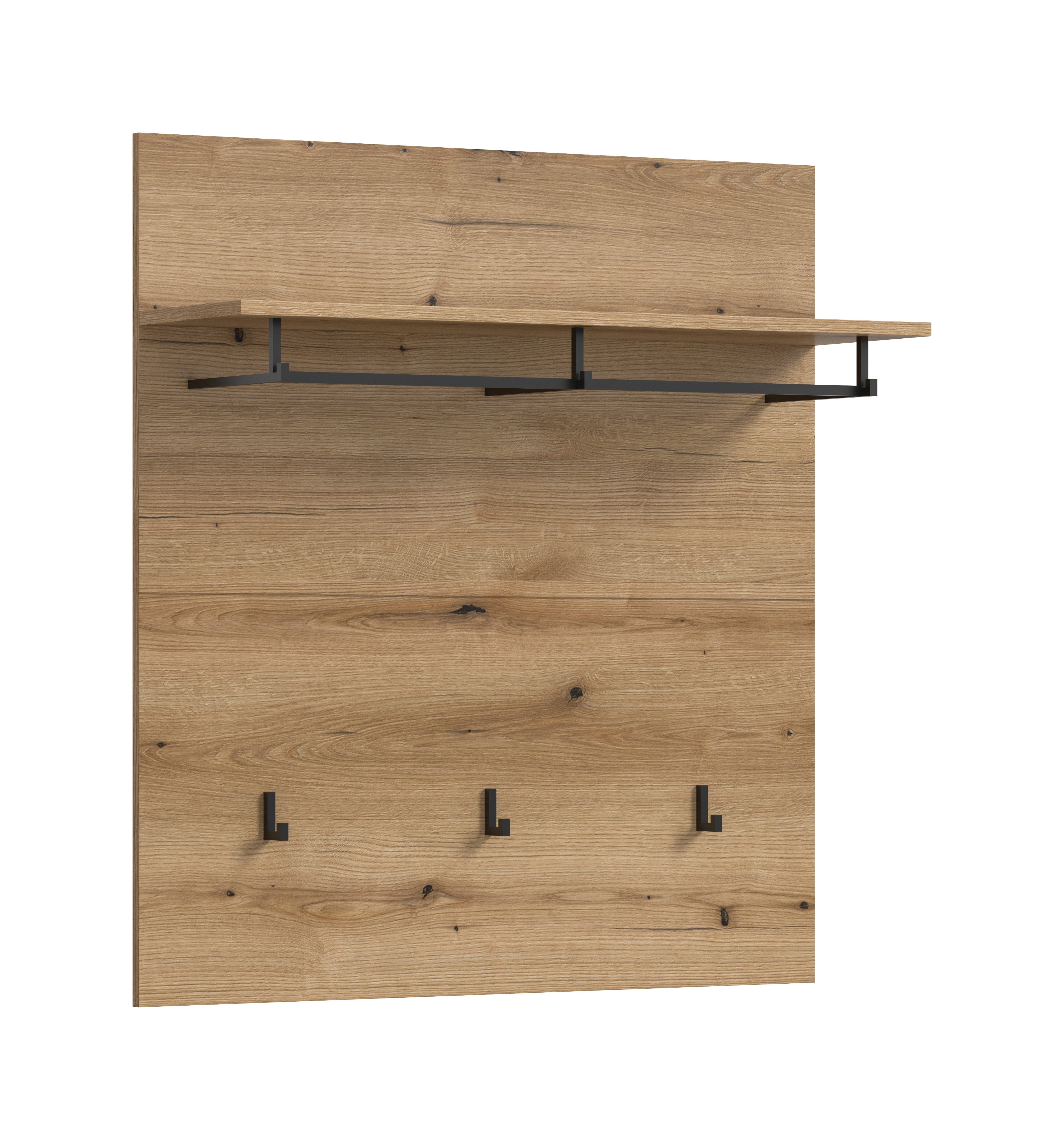 furnling Garderobenpaneel Scott, 1 Kleiderstange, 3 Haken, ideal für den Flur, Höhe 98 cm