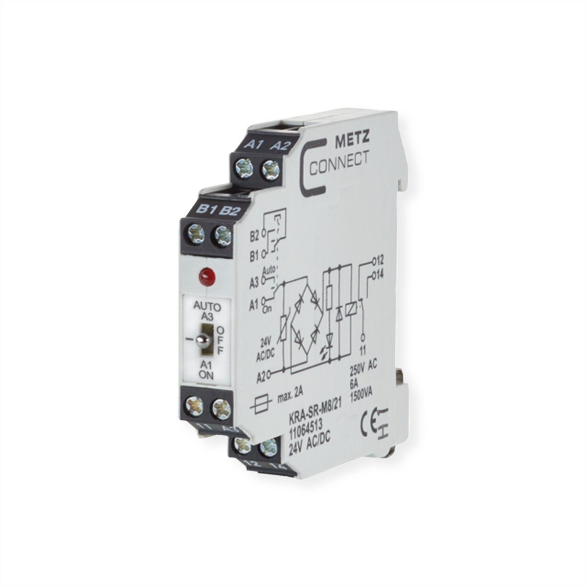 Metz Connect KRA-SR-M8/21, 1 Wechsler, 24 V AC/DC Netzwerk-Switch (11064513)