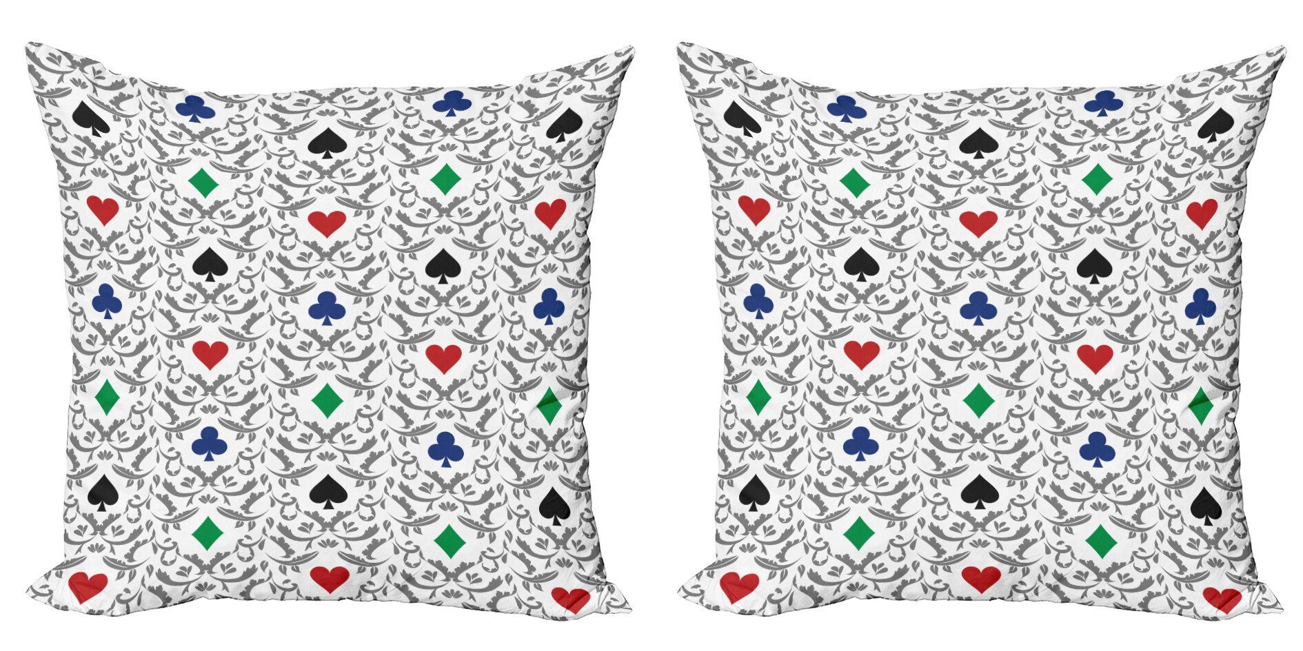 Kissenbezüge Modern Accent Doppelseitiger Digitaldruck, Abakuhaus (2 Stück), Spiel Herz-Spaten-Diamant