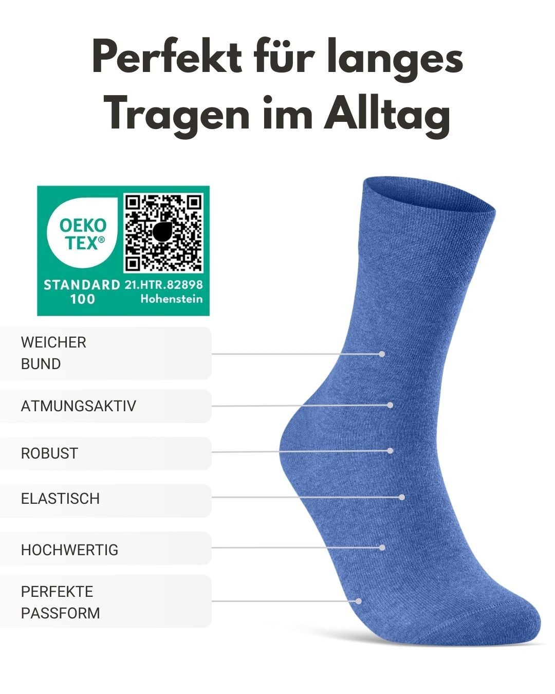 sockenkauf24 Diabetikersocken ohne Gummibund & ohne Naht aus Baumwolle (10-Paar) Diabetiker Socken mit Komfortbund ohne Gummi für Damen & Herren