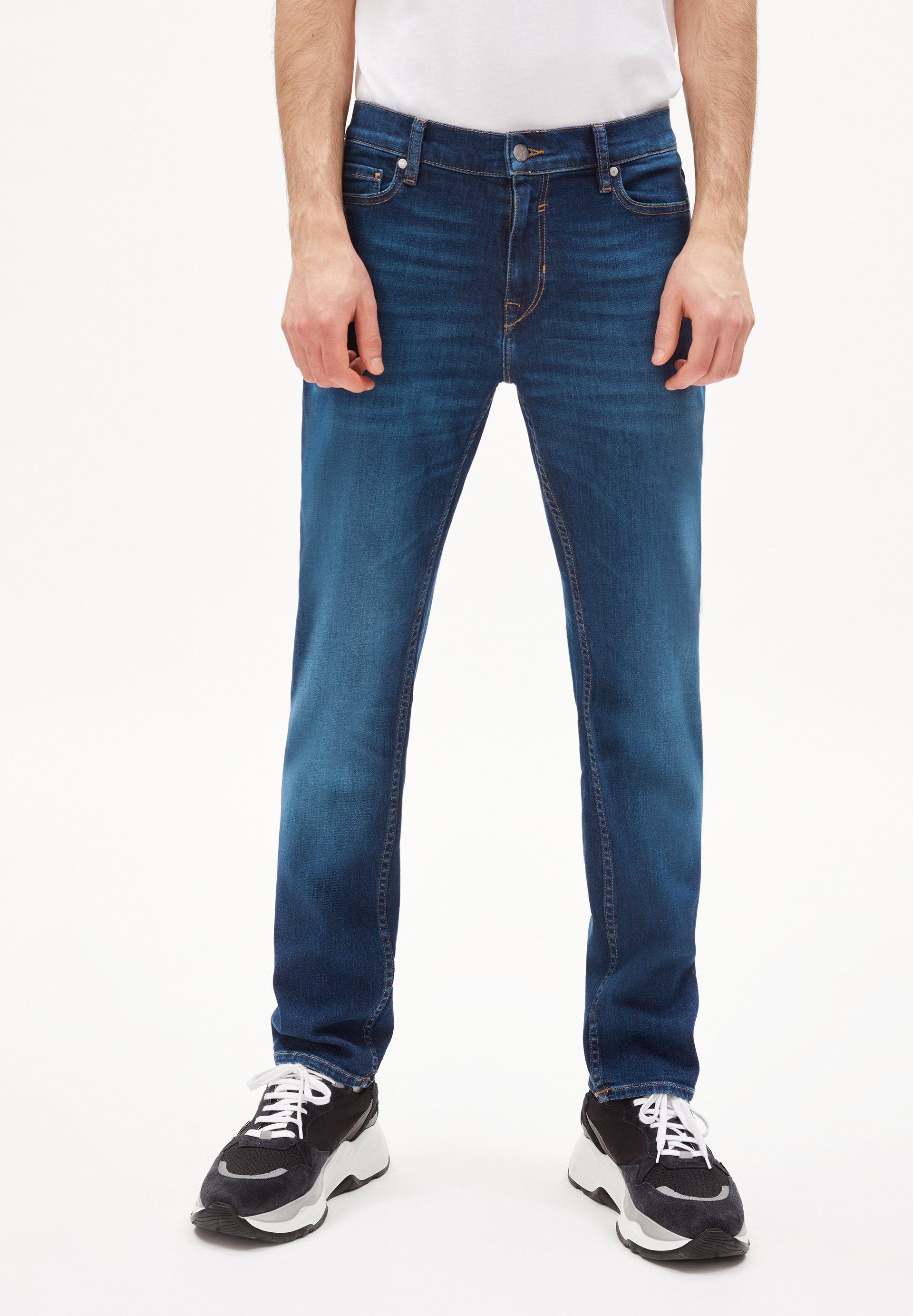 Herren blue (1-tlg) Details IAAN STRETCH dark X Keine night Armedangels Slim-fit-Jeans
