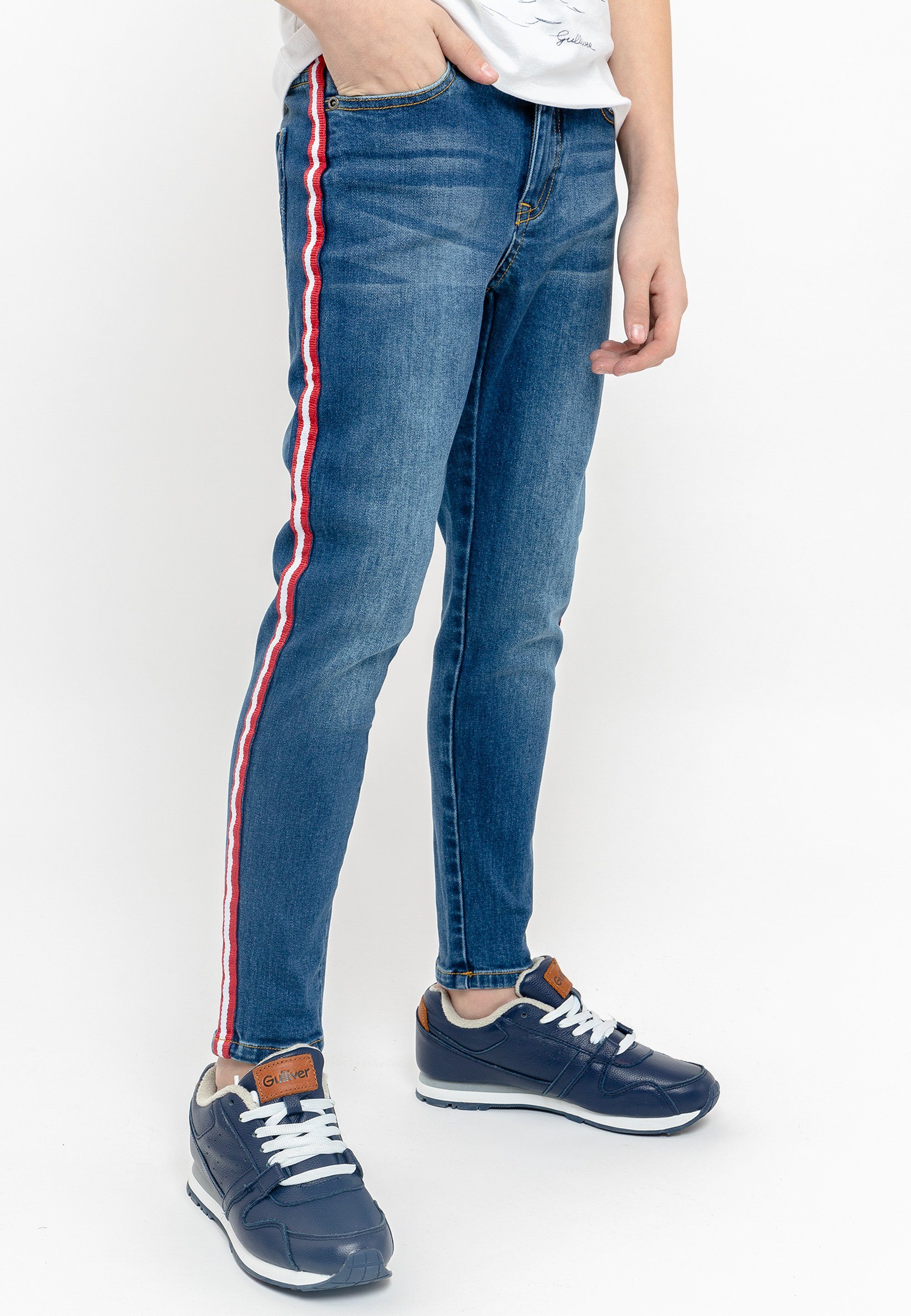 Gulliver Bequeme Jeans Casual Denim kontrast Hose mit Seitenstreifen