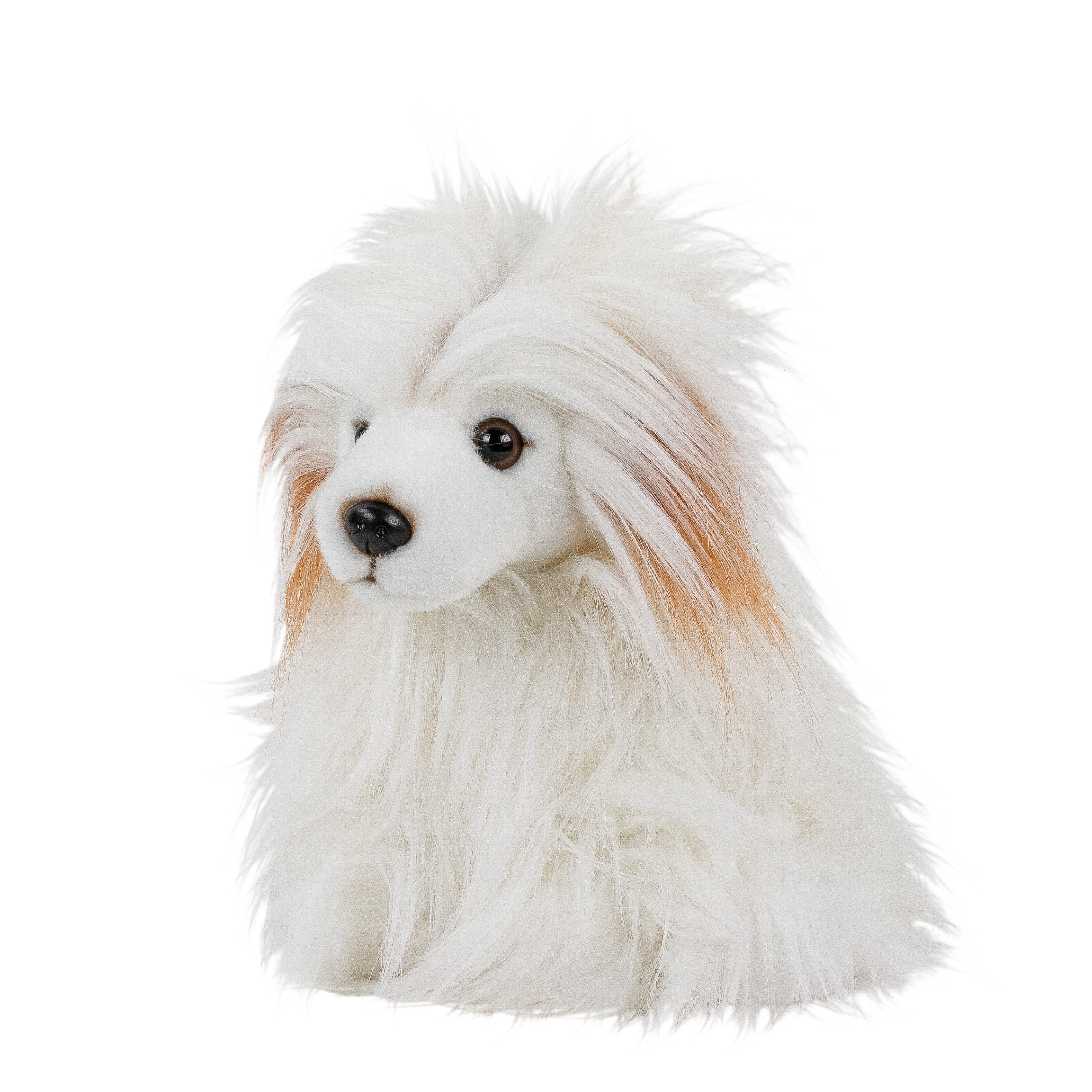 Teddys Rothenburg Kuscheltier Chinesischer Hund sitzend weiß 30 cm Plüschhund