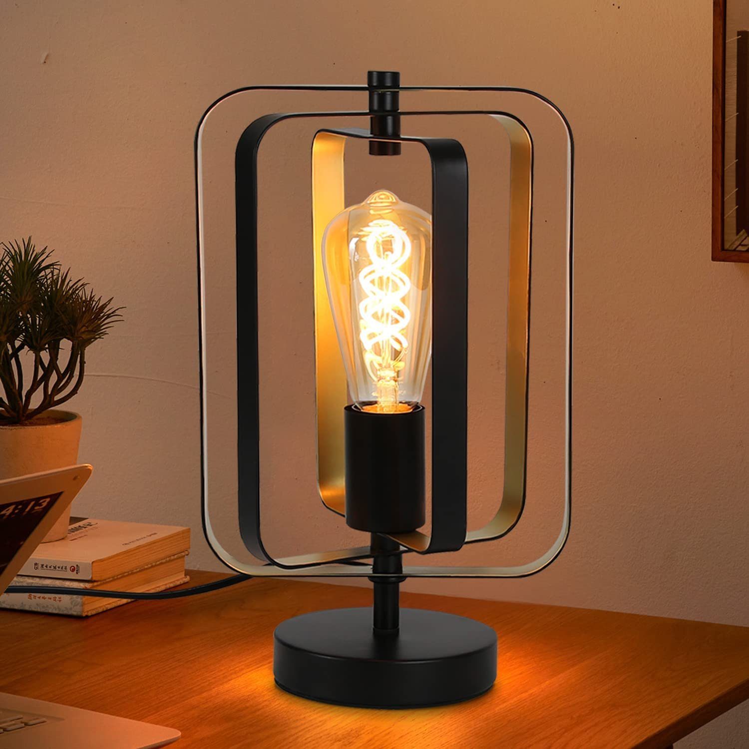 ZMH Tischleuchte Industrial Vintage Drehbar Deko-Nachttischlampe E27 aus Metall, LED wechselbar, E27 Deko für Hotel Wohnzimmer-ohne Glühbirne