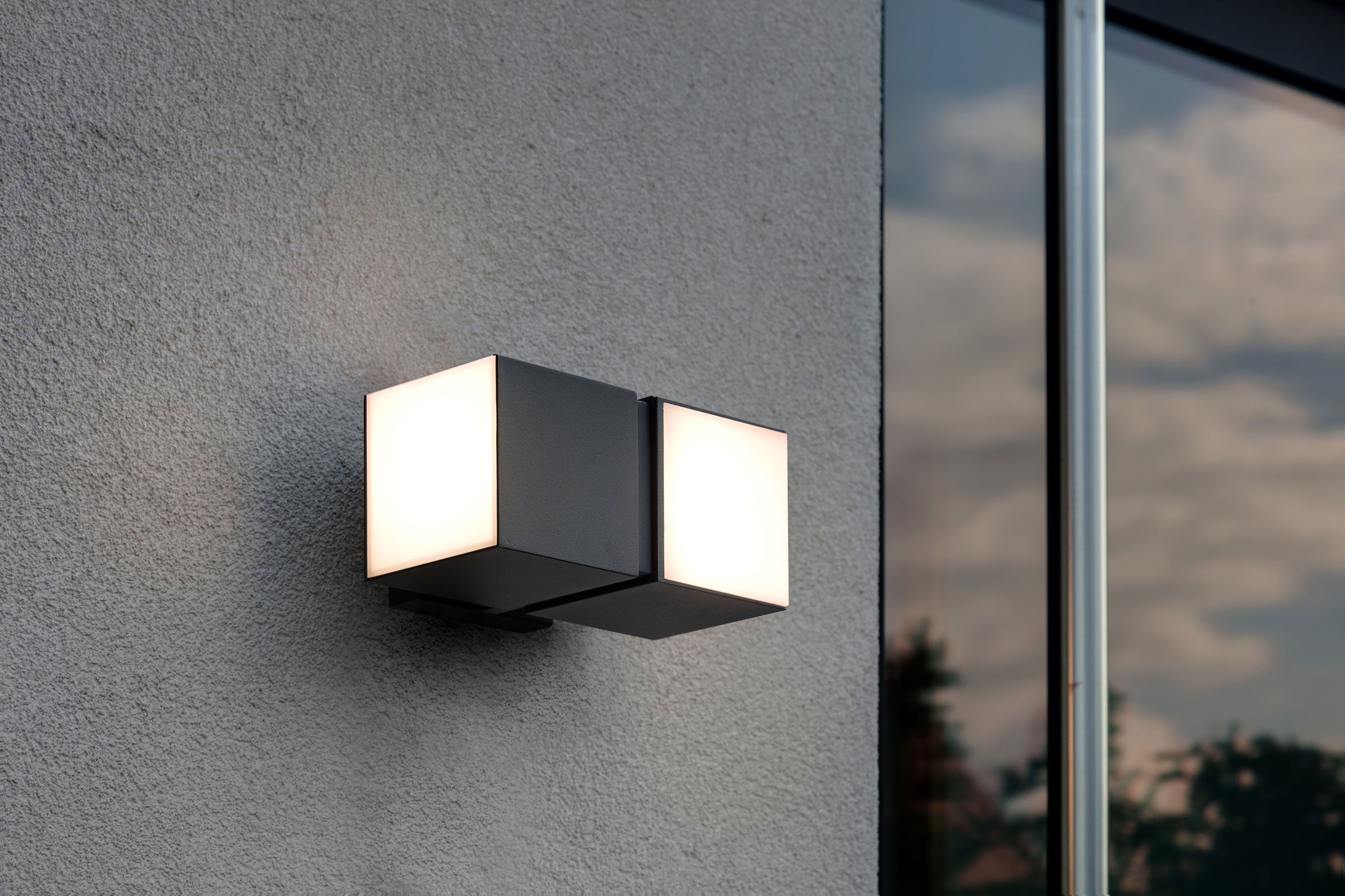 LUTEC LED Außen-Wandleuchte fest LED integriert, Warmweiß CUBA