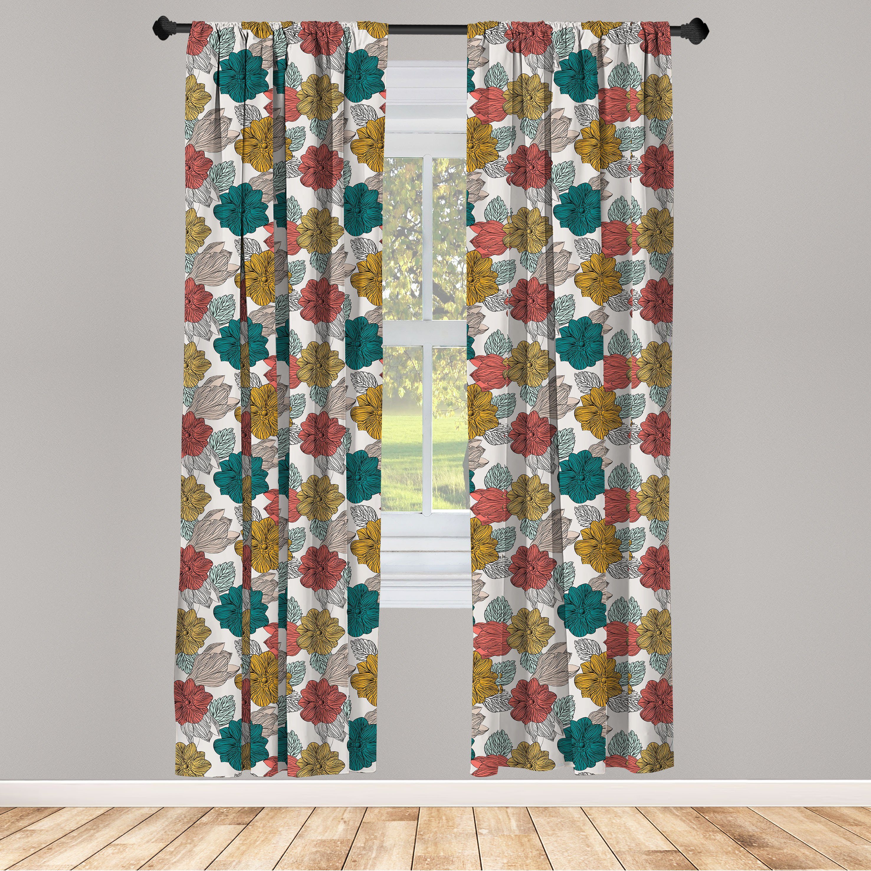 Gardine Vorhang für Wohnzimmer Schlafzimmer Dekor, Abakuhaus, Microfaser, Blumen Blumen-Blumensträuße