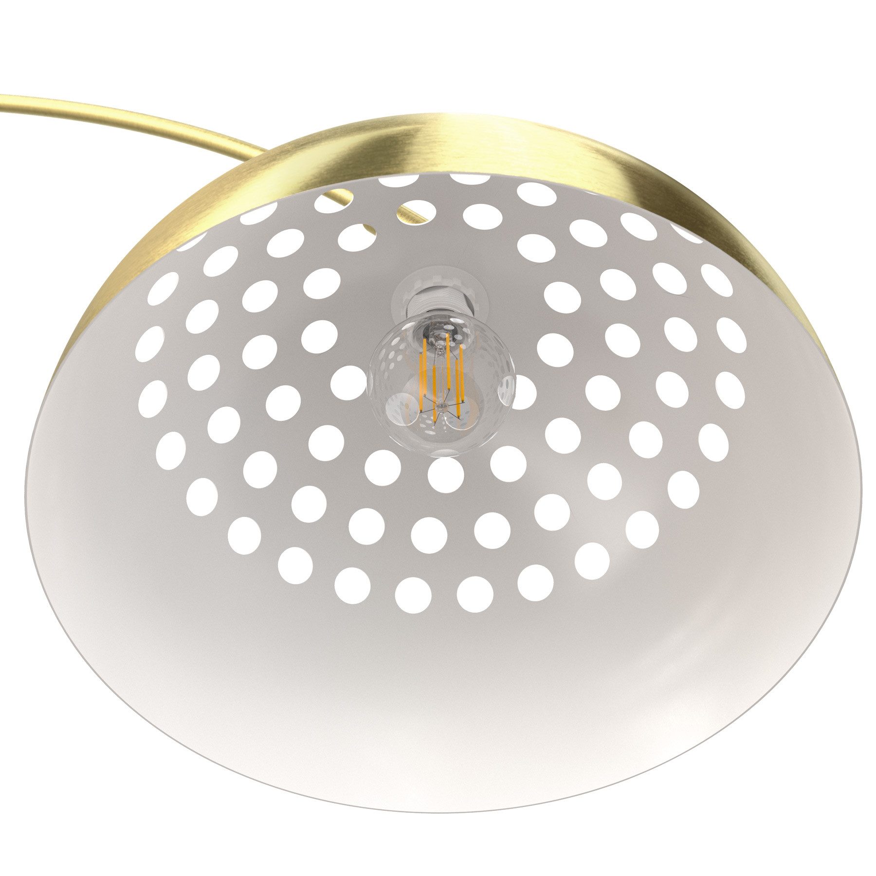 tectake Stehlampe Bogenleuchte aus beschichtetem Stahl, höhenverstellbar 187 - 206 cm, LED, 60 W, Fußschalter, massiver Standfuß mit Bodenschoner