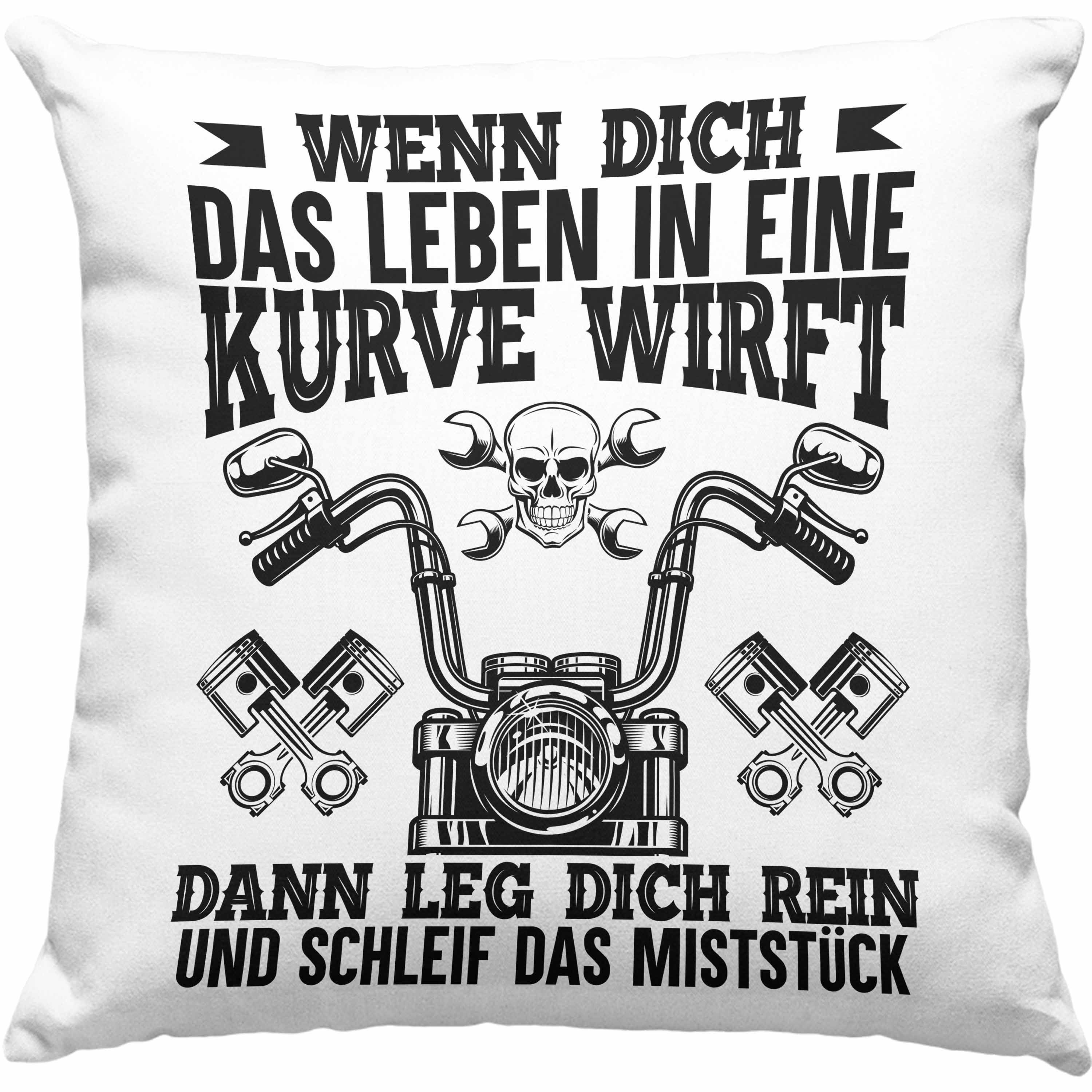 【Klassisch】 Trendation Dekokissen Trendation Mann Motorrad Geschenkidee - Geschenk 40x40 Spruch Lustige für mit Motorradfahrer Kissen Dekokissen Grafik Füllung Männer Rosa