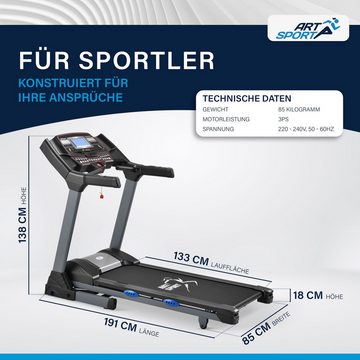 ArtSport Laufband Speedrunner 6000, moderner LCD Bildschirm, 99 Trainingsprogramme, mit Pulssensoren
