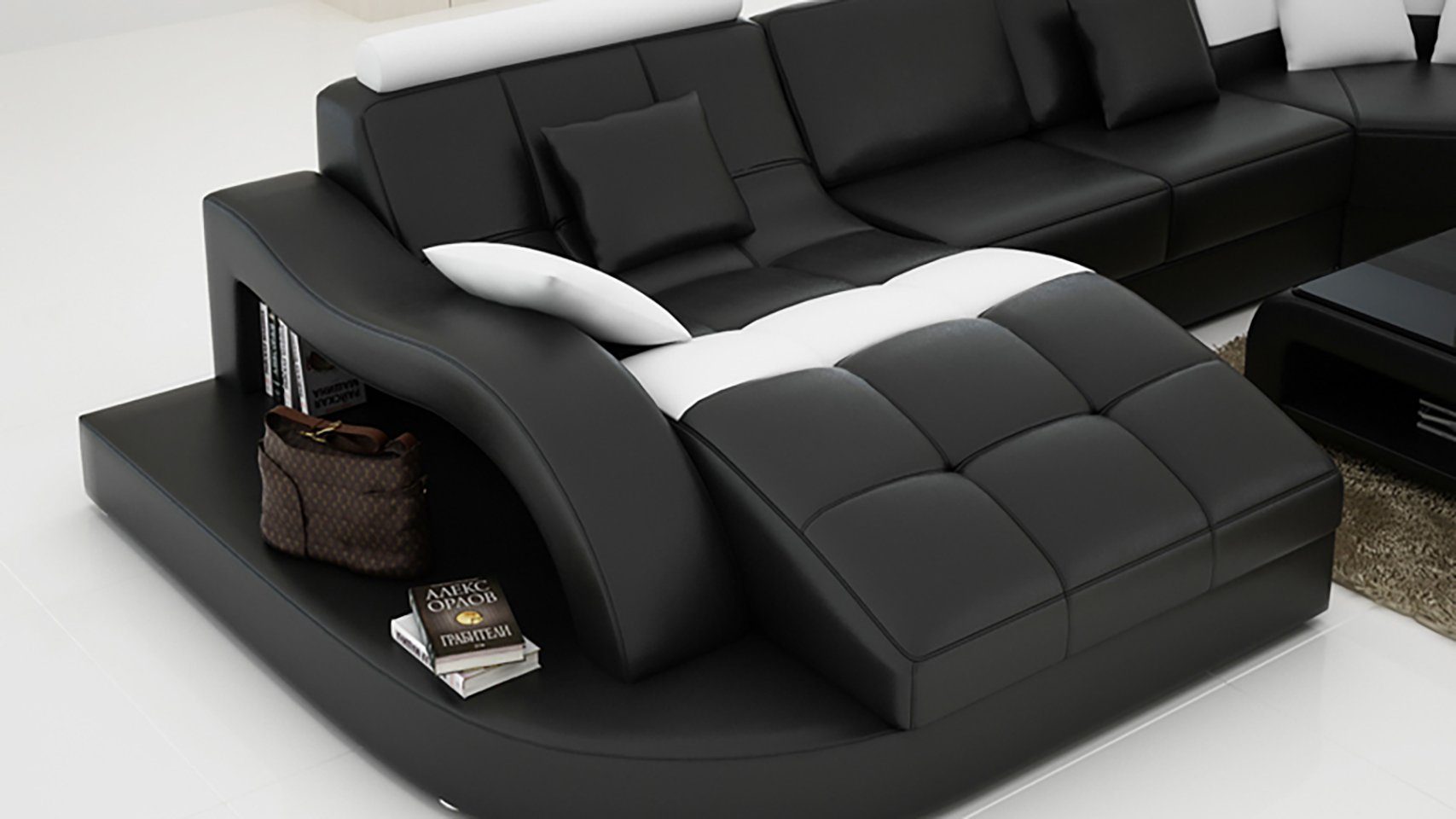 Ecksofa, Ecksofa Ledersofa Sofa Couch Wohnlandschaft Design Eck JVmoebel Modern