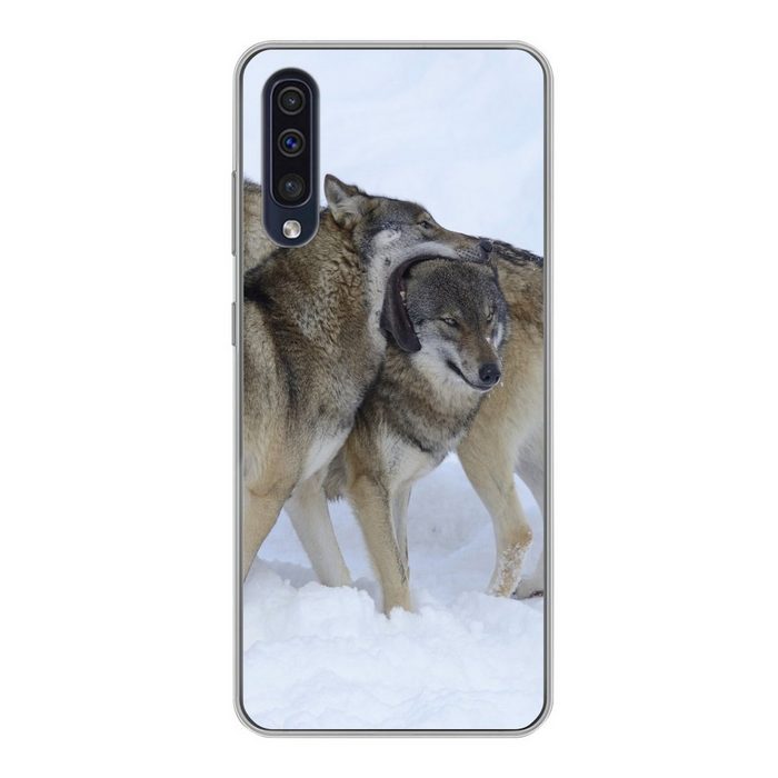 MuchoWow Handyhülle Wolf - Europa - Schnee Handyhülle Samsung Galaxy A30s Smartphone-Bumper Print Handy