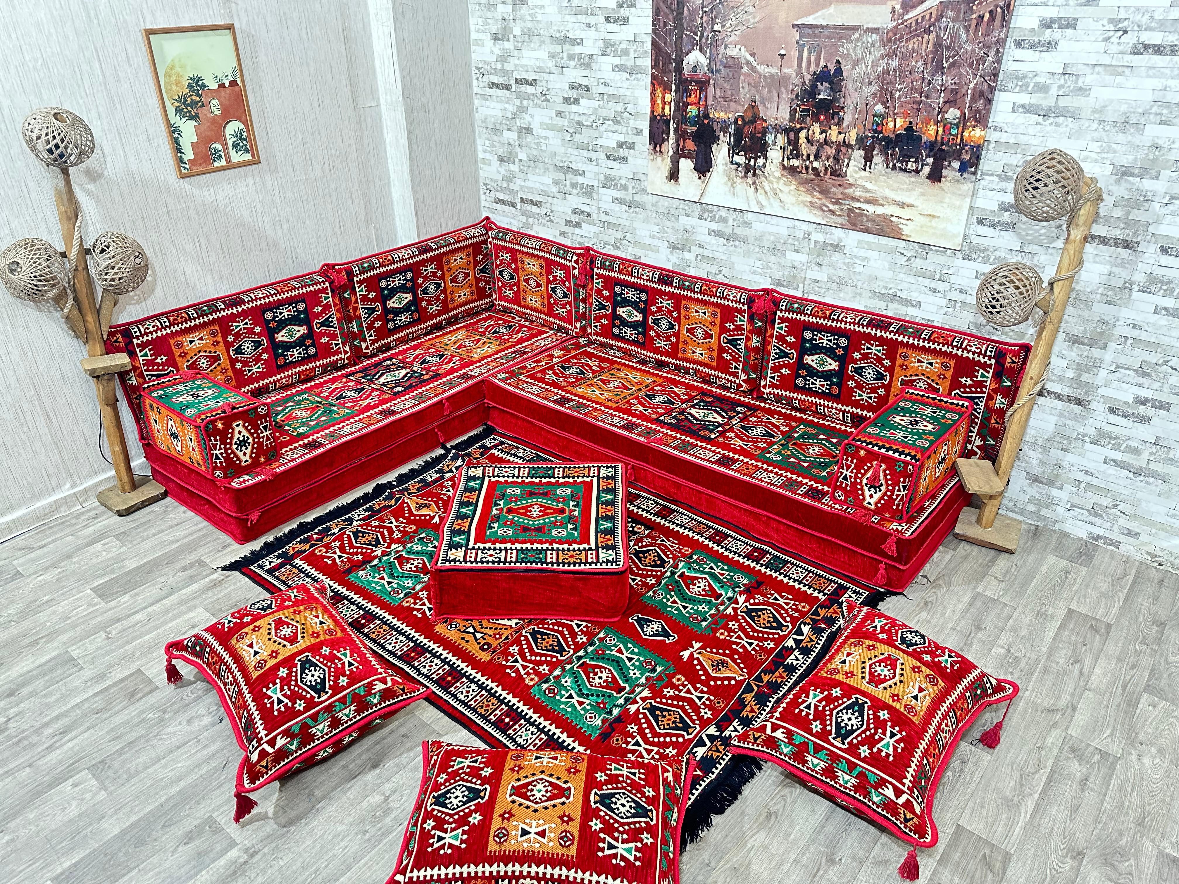 Sofa Arabische Ecke Majlis, Orientalisches Sofa, Kelim, Milas-L-20