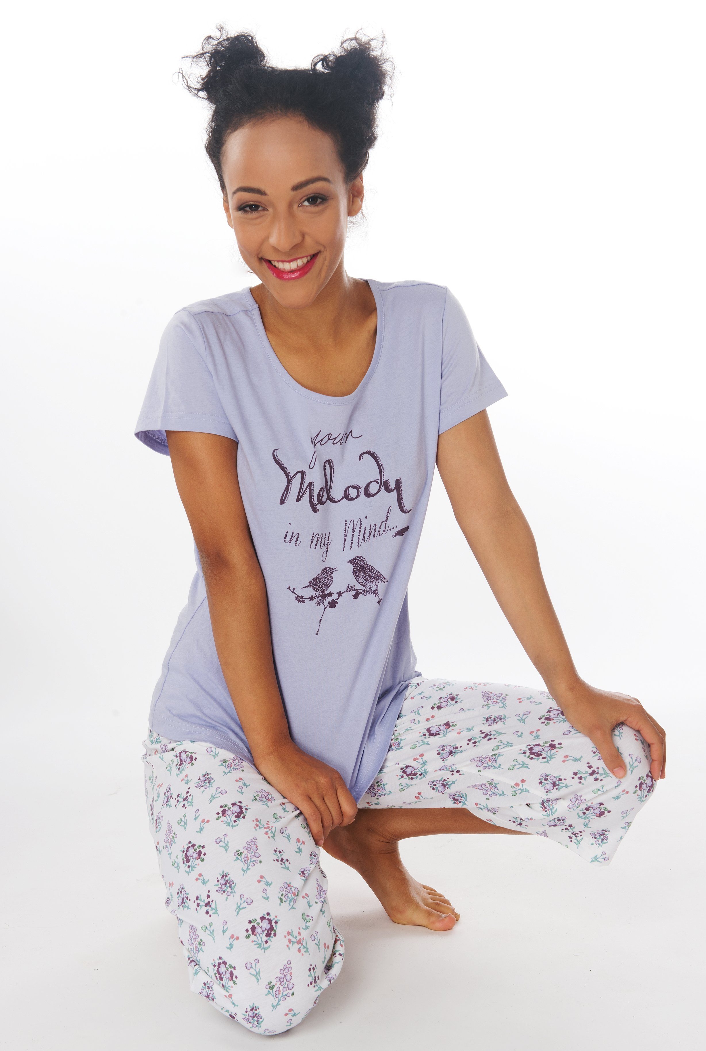 Damen Consult-Tex DF006cap Capri Capri-Pyjama Flieder Set) Pyjama Schlafanzug (Spar