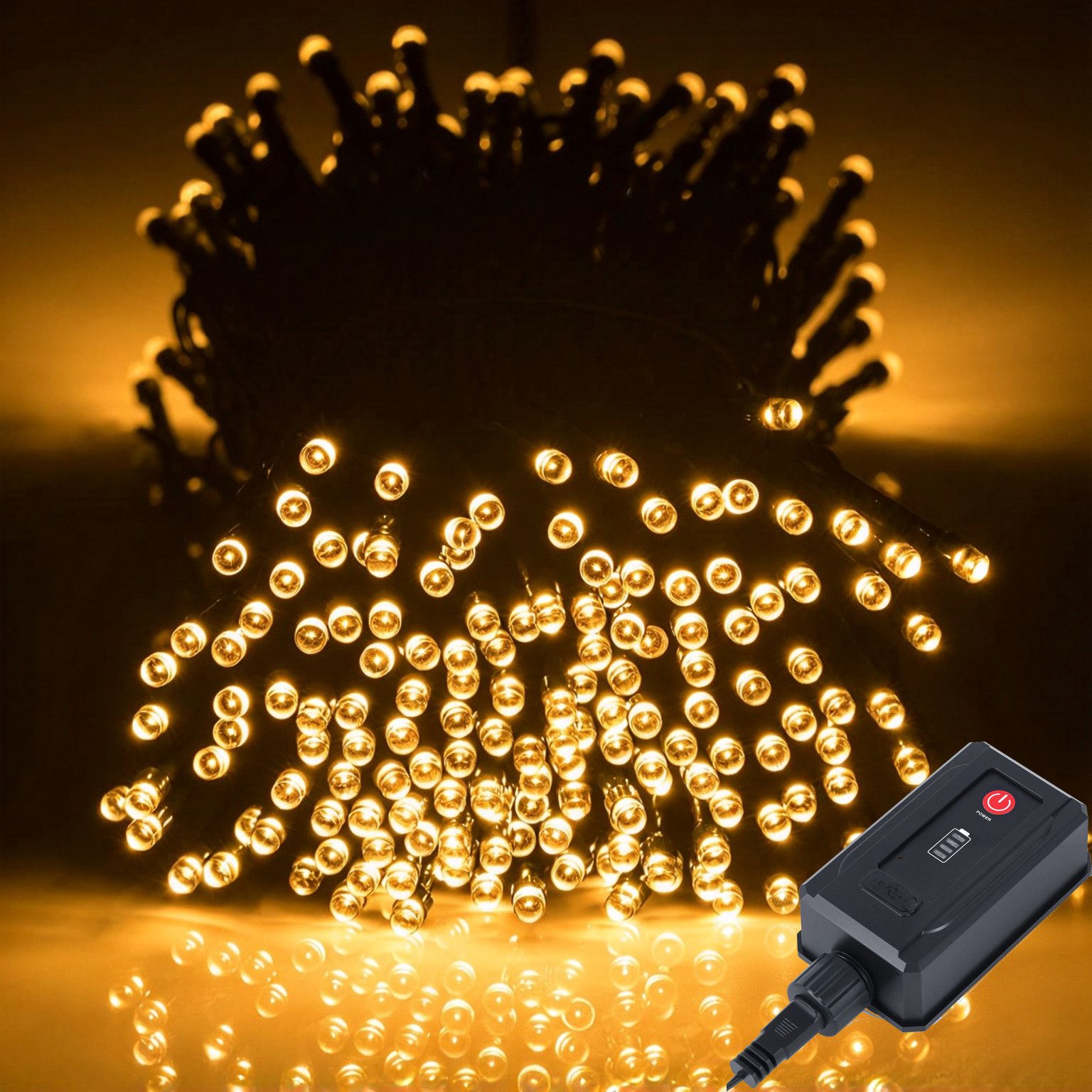 Quntis LED-Lichterkette 30/40m 300LEDs Lichterkette Weihnachtsbaum Weihnachtsdeko, Timer 8modi, 300-flammig Weihnachtsbeleuchtung Outdoor/Innen, Warmweiß, 8 Modi