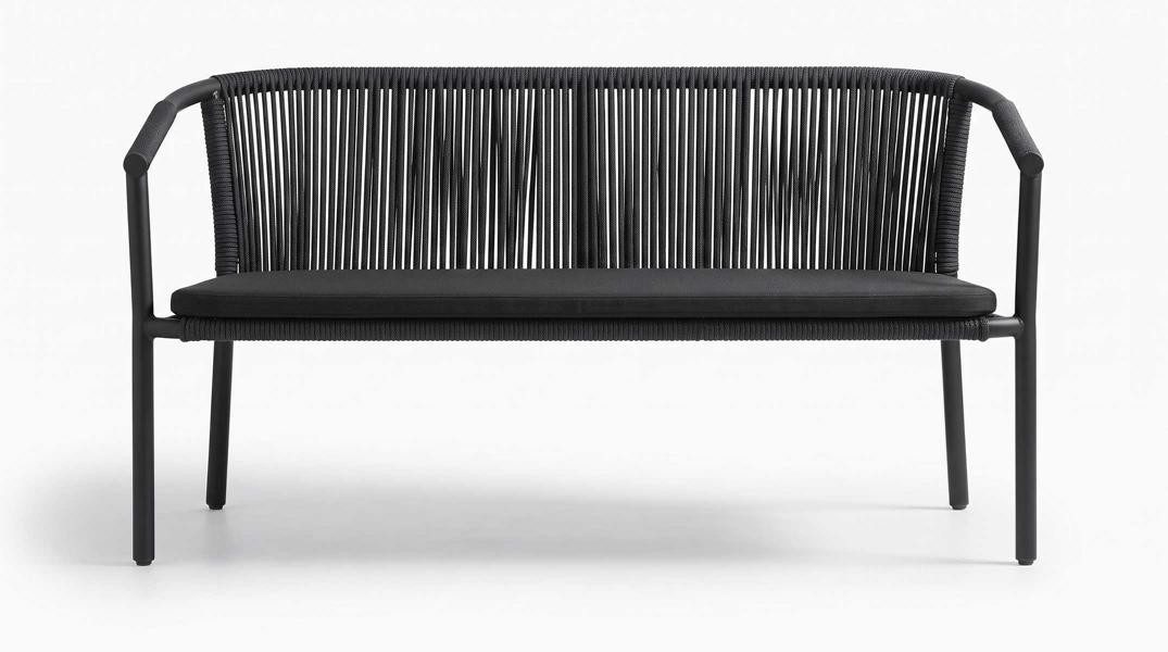 JVmoebel 3-Sitzer Modernes 3-Sitzer Gartensofa Schwarz Geflecht Polstersofa Terrasse, 1 Teile
