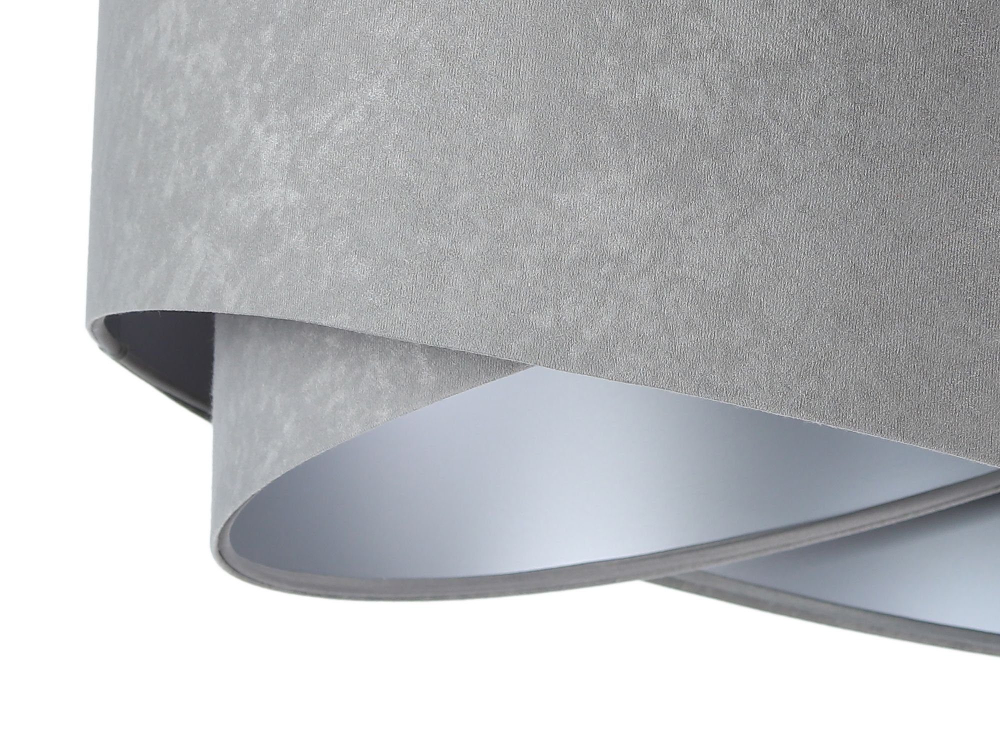 Leuchtmittel, Modern Esszimmerlampe EFIE, Silber Licht-Erlebnisse Pendelleuchte Hängelampe E27 Grau Stoff Esstisch ohne