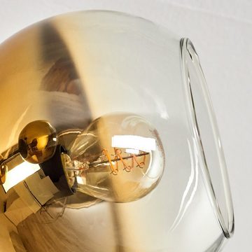 hofstein Deckenleuchte Deckenlampe aus Metall/Glas in Schwarz/Goldfarben/Klar, ohne Leuchtmittel, moderne Leuchte mit Glasschirmen (15 cm), 6 x E14, ohne Leuchtmittel