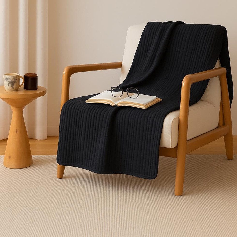 Plaid Musselin Plaid 120cmx180cm aus Biobaumwolle in Tiefem Schwarz, Sandiik, Made in Stuttgart