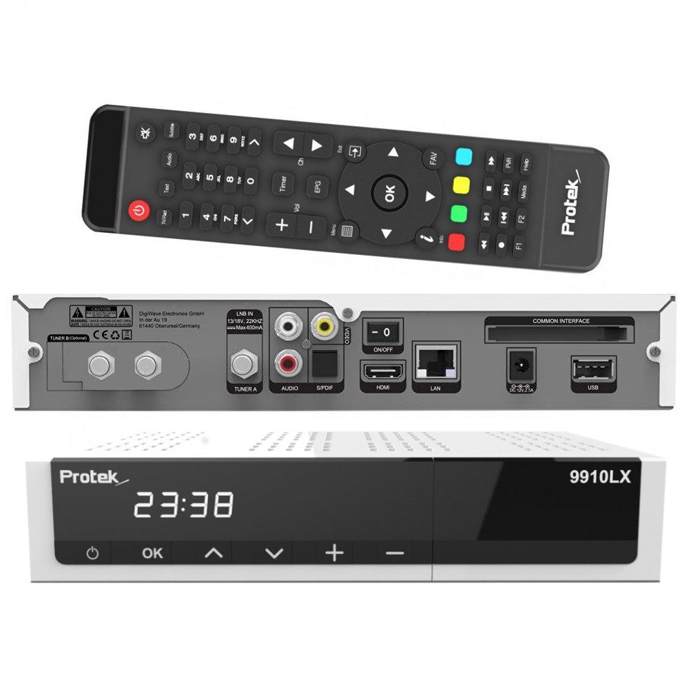 Protek Protek 9910 LX HD E2 Linux HDTV Приймачі mit 2x DVB-S2 Sat Tuner weiß Satellitenreceiver