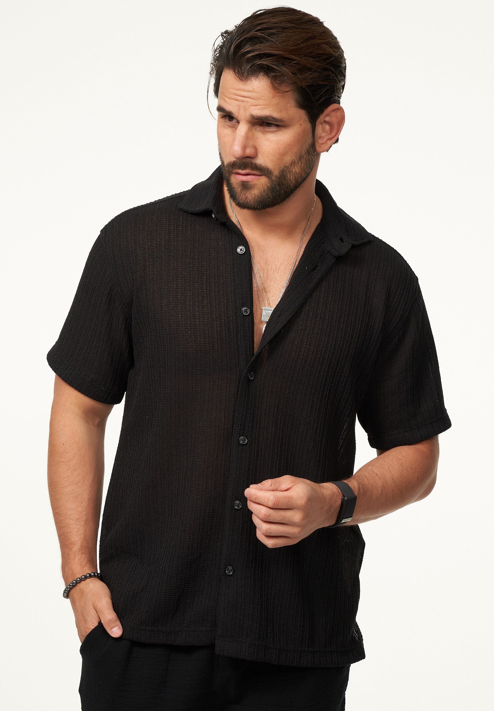 CARISMA Kurzarmhemd im Vintage Summer-Look als Strickhemd Herren Kurzarm St günstig online kaufen