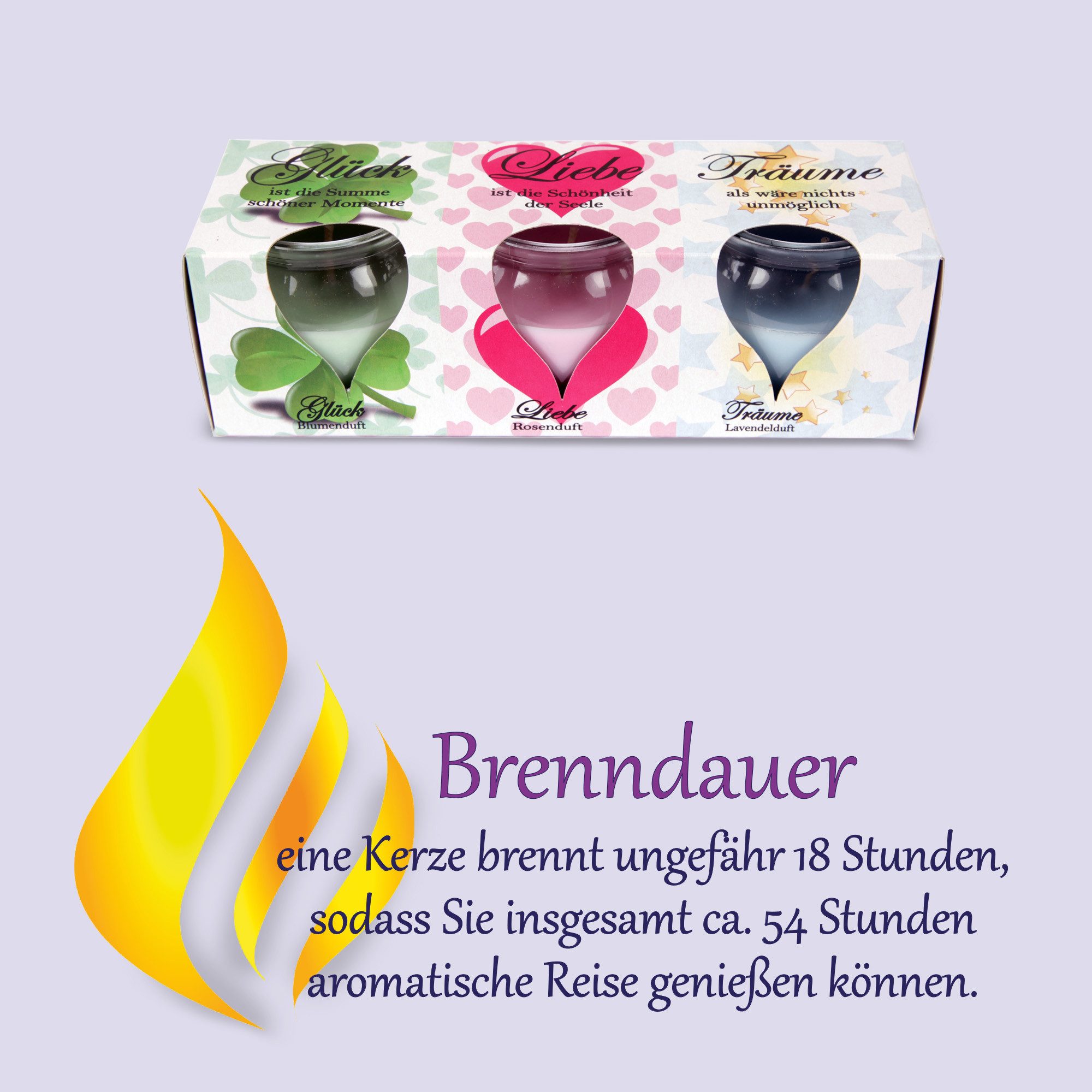 HS Candle Duftkerze Selection Duftmix im Glas (12-tlg), Romantic, Duftnote floral, Ø6x6cm, 18h, für romantische Momente – Bild 5 von 5