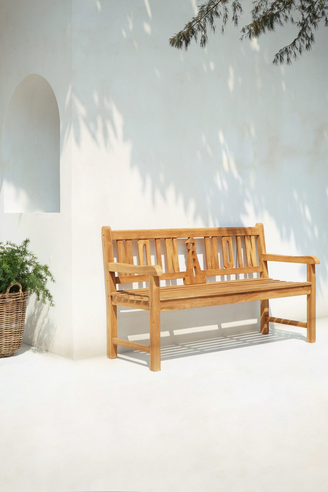 Garden Pleasure Gartenbank Gartenbank Teak 3-Sitzer MOIN MOIN mit Leuchtturm Outdoor