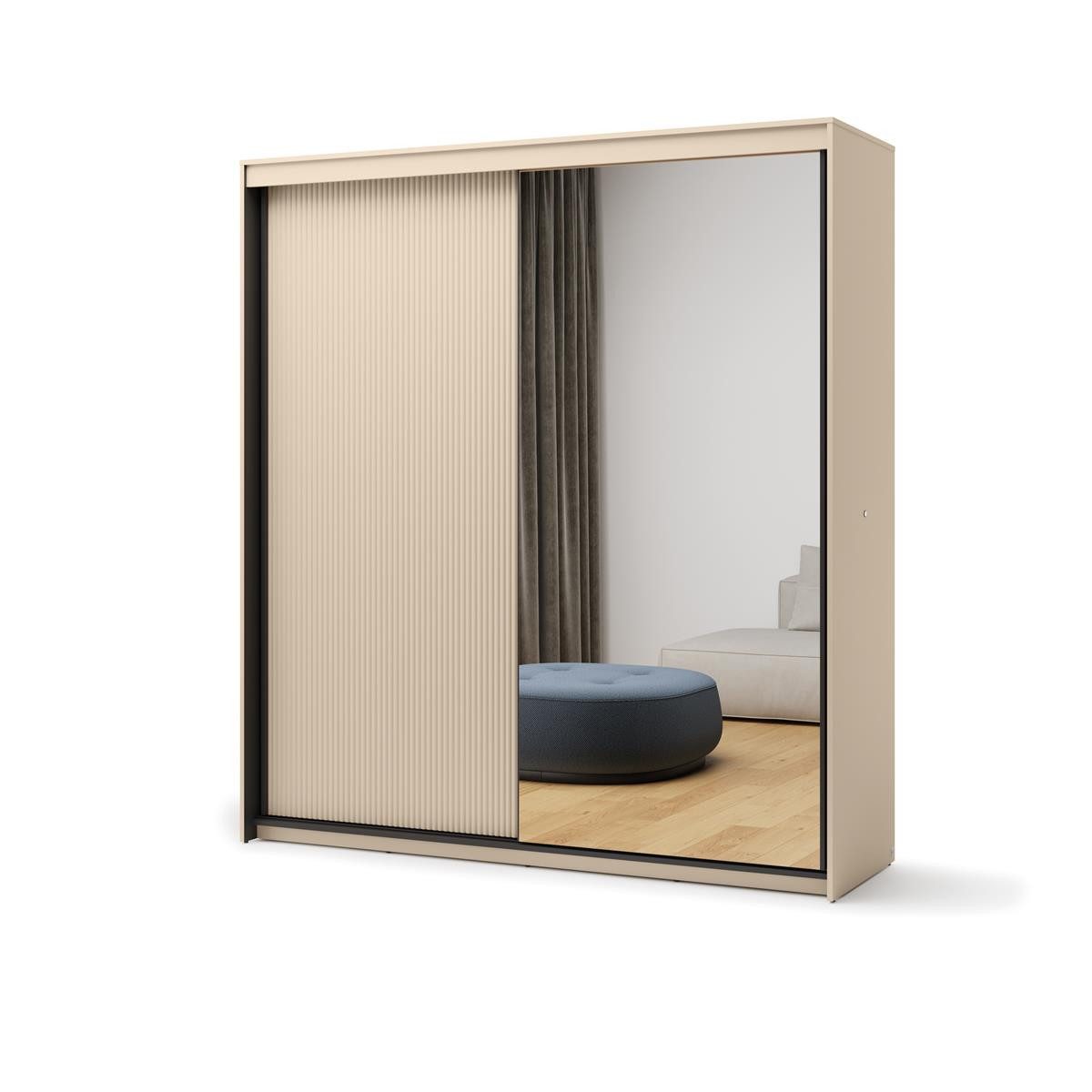 Compleo Schwebetürenschrank 200 cm breit FLORE, Modern Garderobe, Luxus Möbel