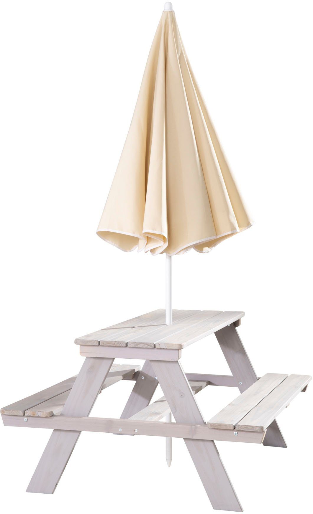roba® Garten-Kindersitzgruppe Picknick for 4 Outdoor +, (Set, 2-tlg), grau, mit Sonnenschirm