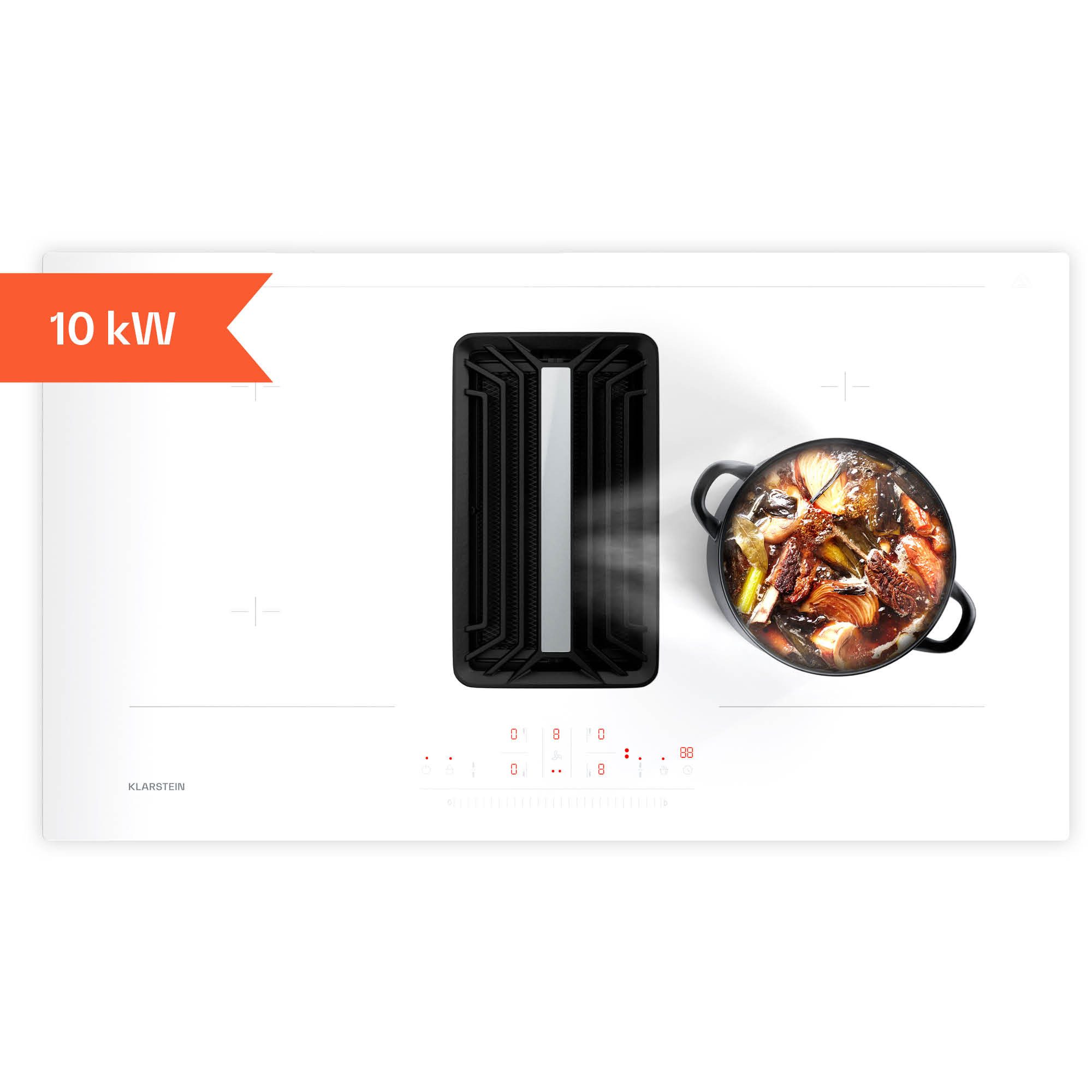 Klarstein Induktions-Kochfeld Airjet, Kochfeld Induktion 4 Zone Flex Touch Timer Küche LED