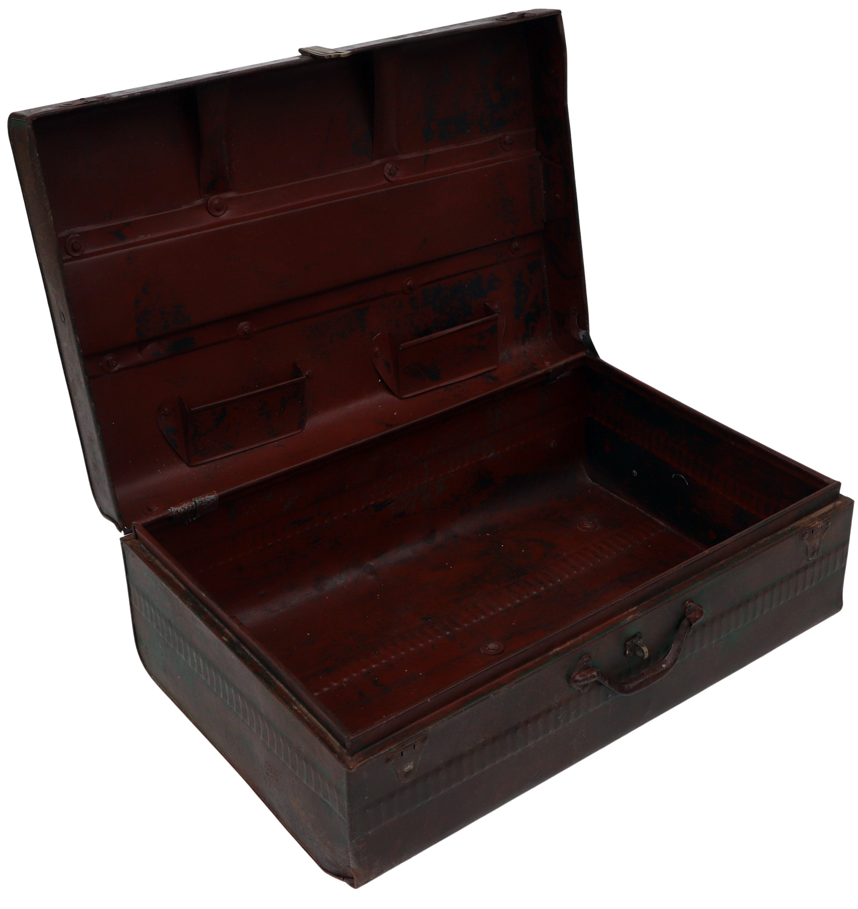Guru-Shop Truhenbank Alter Blechkoffer, antiker Metallkoffer -..