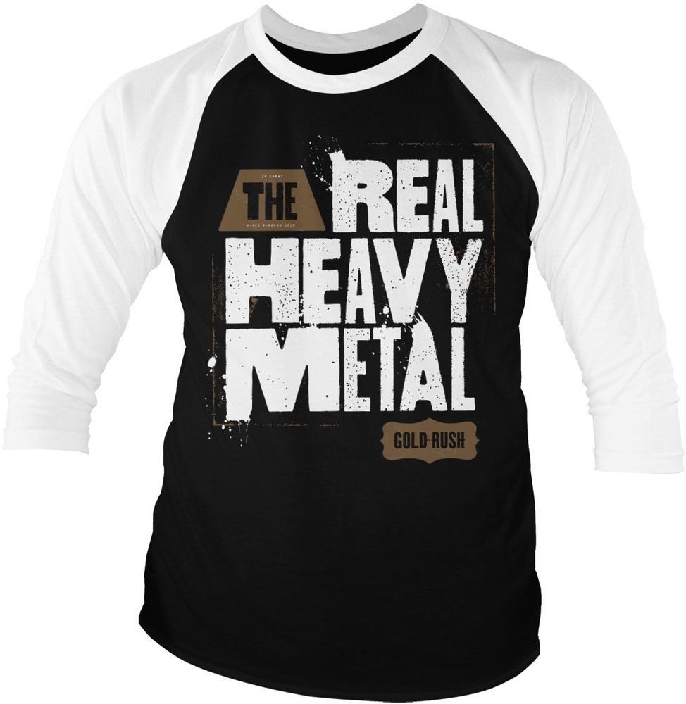 Gold Rush T-Shirt Real Heavy Metal Baseball 3/4 Sleeve Tee