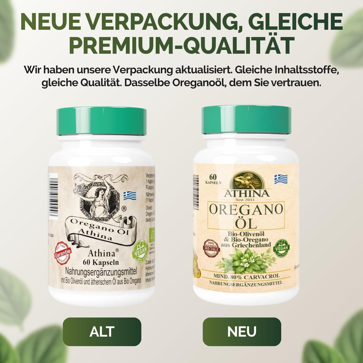 Athina Oregano Öl Vegan Bio 80% Carvacrol Kapseln